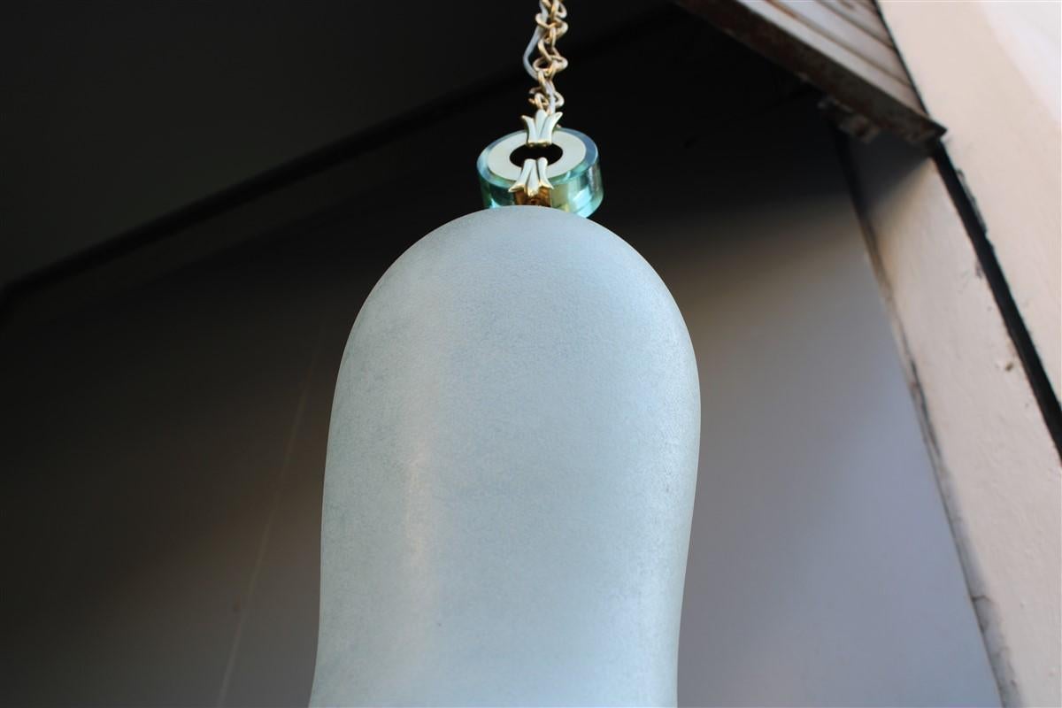 Lantern Mid-Century Italian Design Archimede Seguso Brass Green Glass, 1940s For Sale 11
