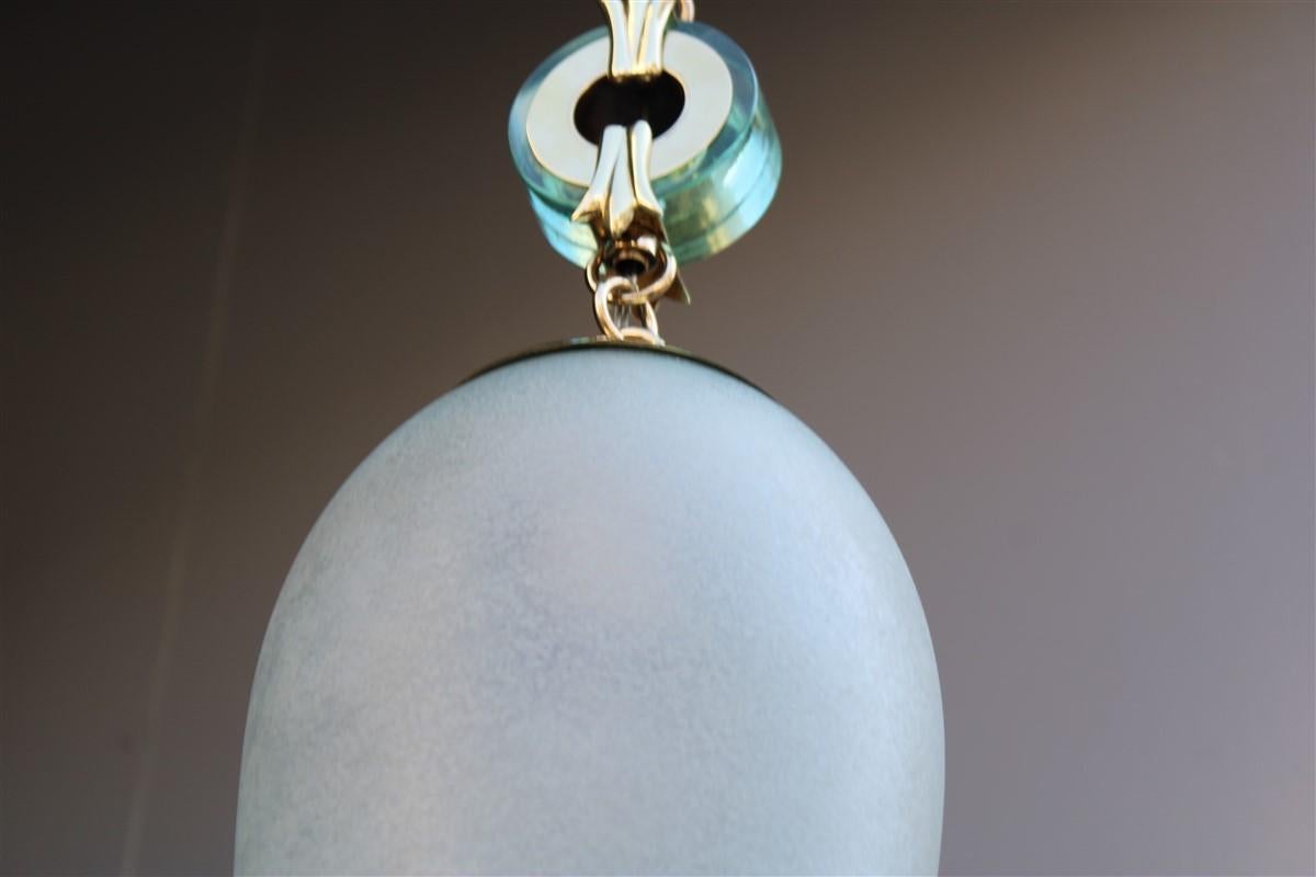 Lantern Mid-Century Italian Design Archimede Seguso Brass Green Glass, 1940s For Sale 4