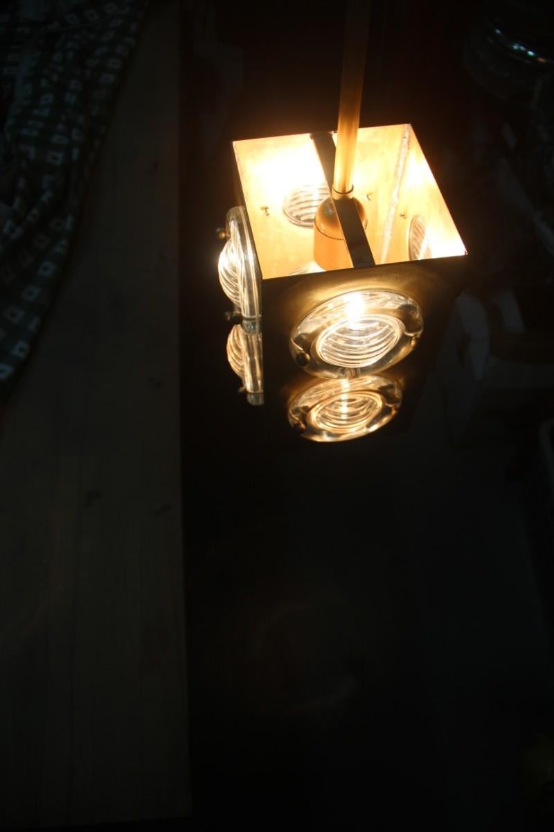 Lantern Modern Ceiling Lamp Satin Brass Glass Lens Night Club Bar Counter Cubic  For Sale 10