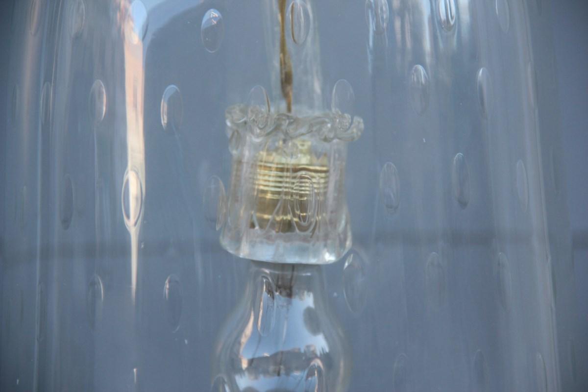 Lantern Murano Glass Bell Midcentury Design Transparent Bubbles Barovier Brass In Good Condition For Sale In Palermo, Sicily