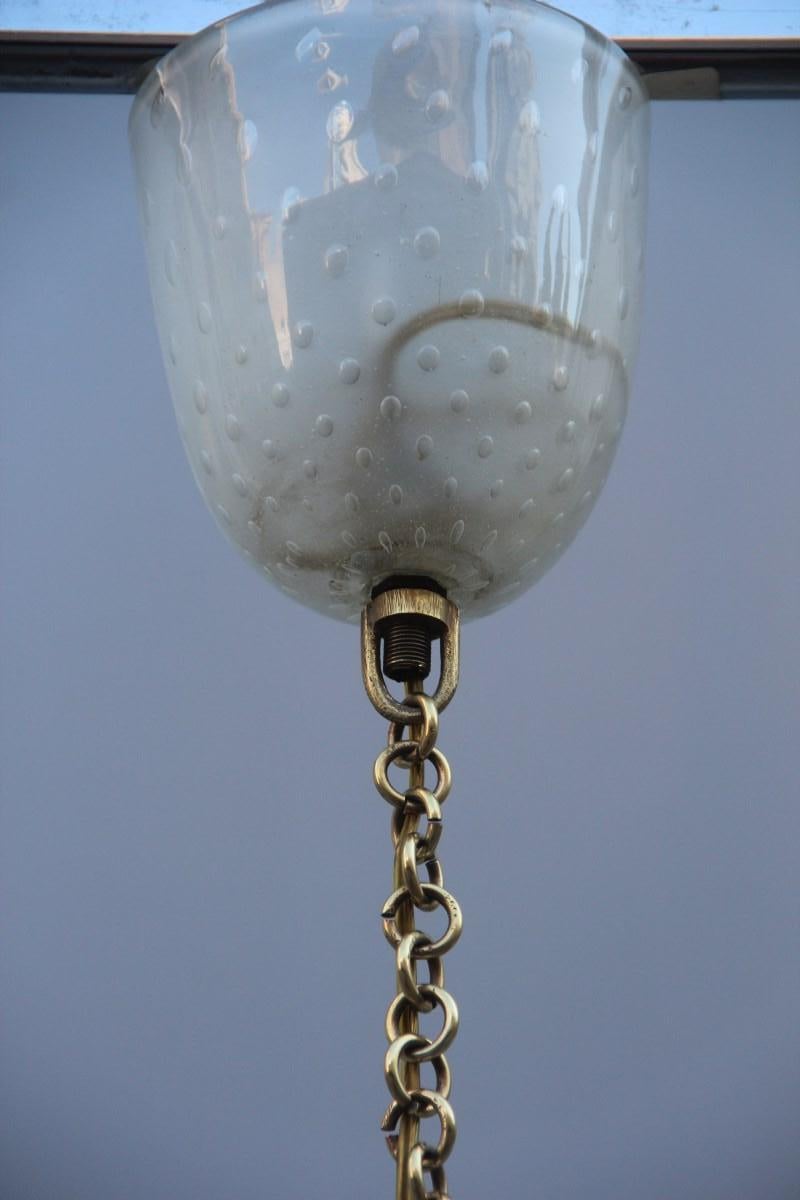 Lantern Murano Glass Bell Midcentury Design Transparent Bubbles Barovier Brass For Sale 1