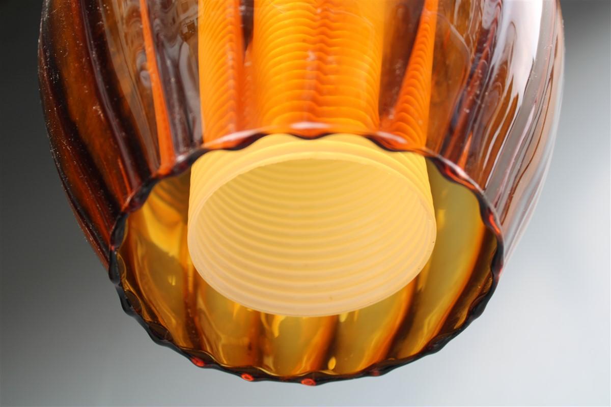 Lantern Murano Glass Brass Part Italian Design 1950s Pumpkin Seguso For Sale 2