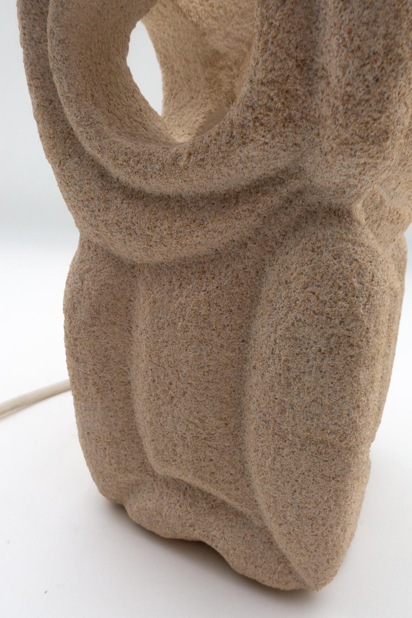 Lantern Owl Lamp Sculpted in Limestone by Albert Tormos, Electrified 2