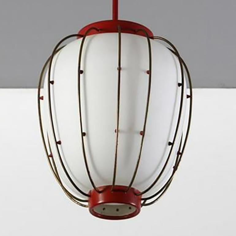 Italian Lantern Pendant by Angelo Lelii for Arredoluce, Italy, 1950s