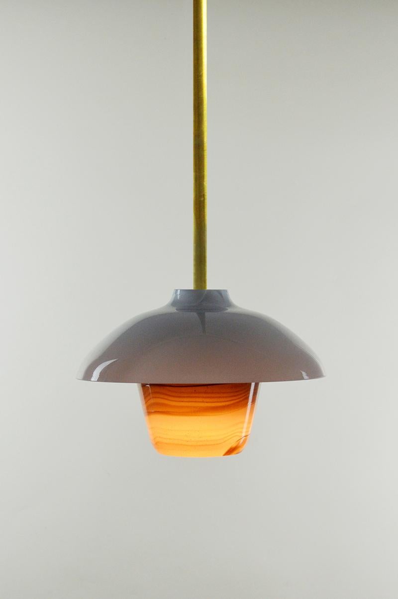 Lantern pendant by Atelier George
One of a Kind
Dimensions: Ø 24 cm
stem length : 30 cm
Materials: handblown glass, brass
230/240 Volts 50-60 Hz 3 Watt

All our lamps can be wired according to each country. If sold to the USA it will be wired