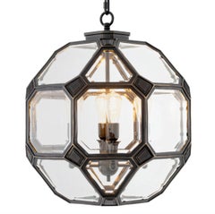 Lantern S size in Brass and Clear Beveled Glass, Contemporary Style