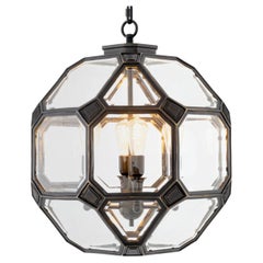 Lantern S size in Brass and Clear Beveled Glass, Contemporary Style