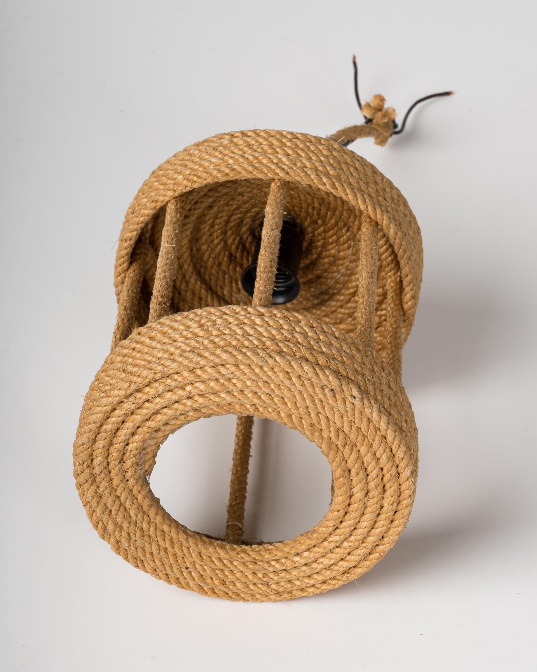Laternenförmiger Seil-Anhänger von Audoux Minnet, Frankreich, 1960er Jahre (Mitte des 20. Jahrhunderts) im Angebot