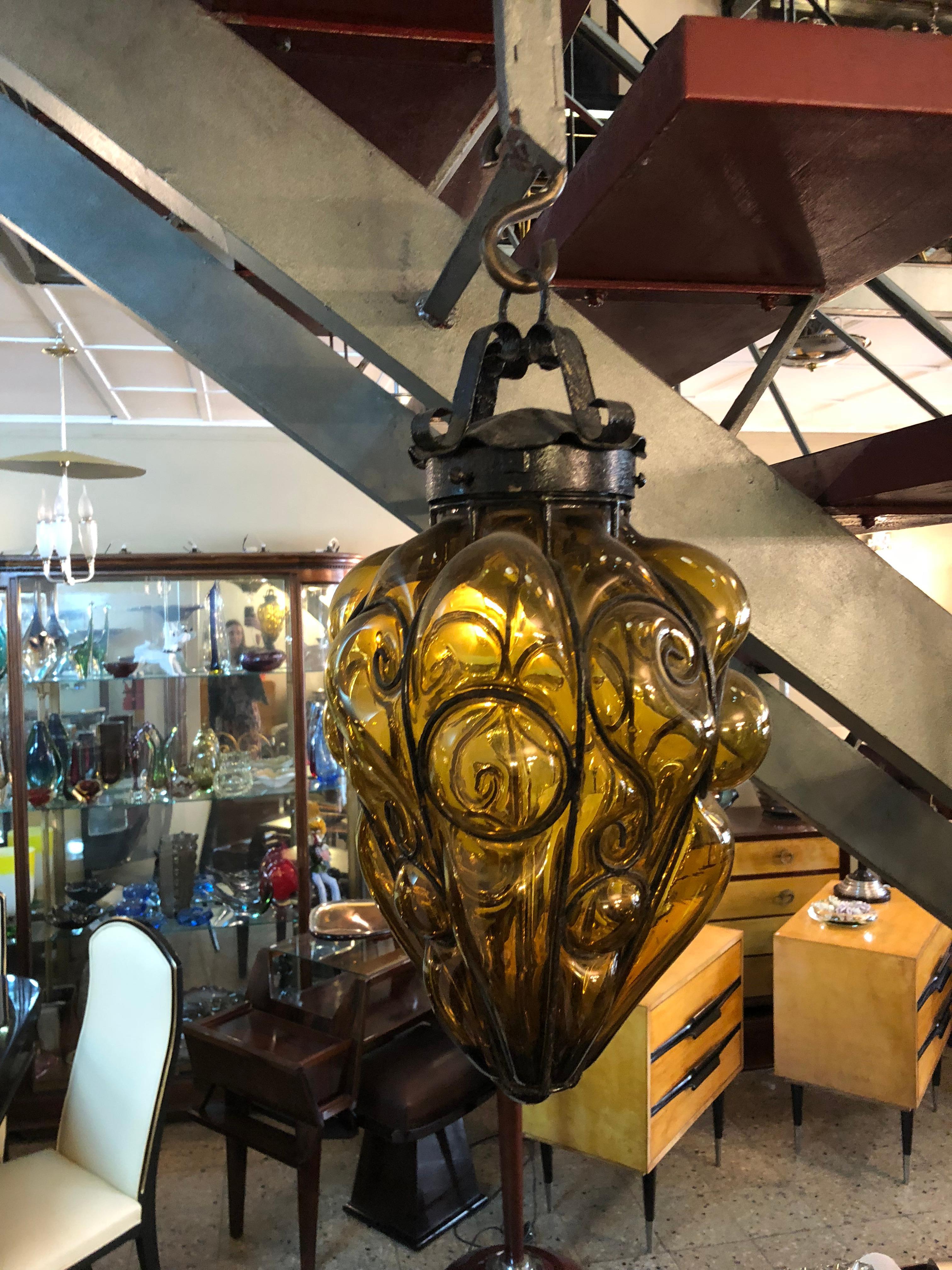Lantern

Style: Art Nouveau
Country. French
We have specialized in the sale of Art Deco and Art Nouveau and Vintage styles since 1982.
If you are looking for an chandelier to match the set of sconces we have what you need.
Pushing the button that