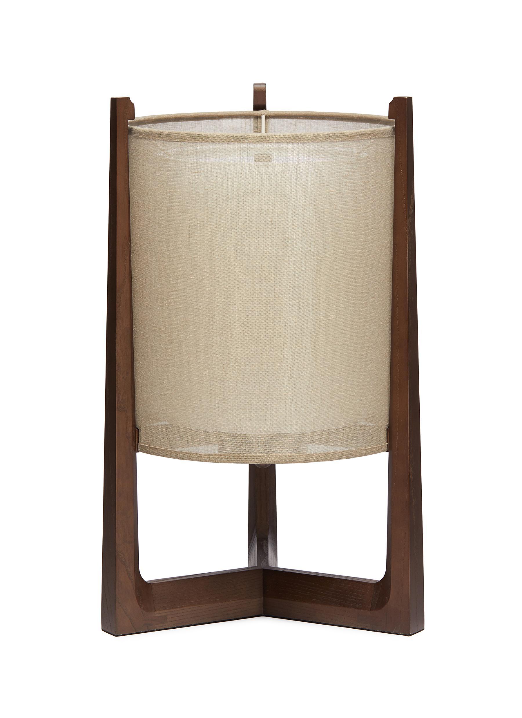 Moderne Lanterne de chevet en bois Lampe de table ronde Interlock André Fu Living Modern Oak New en vente