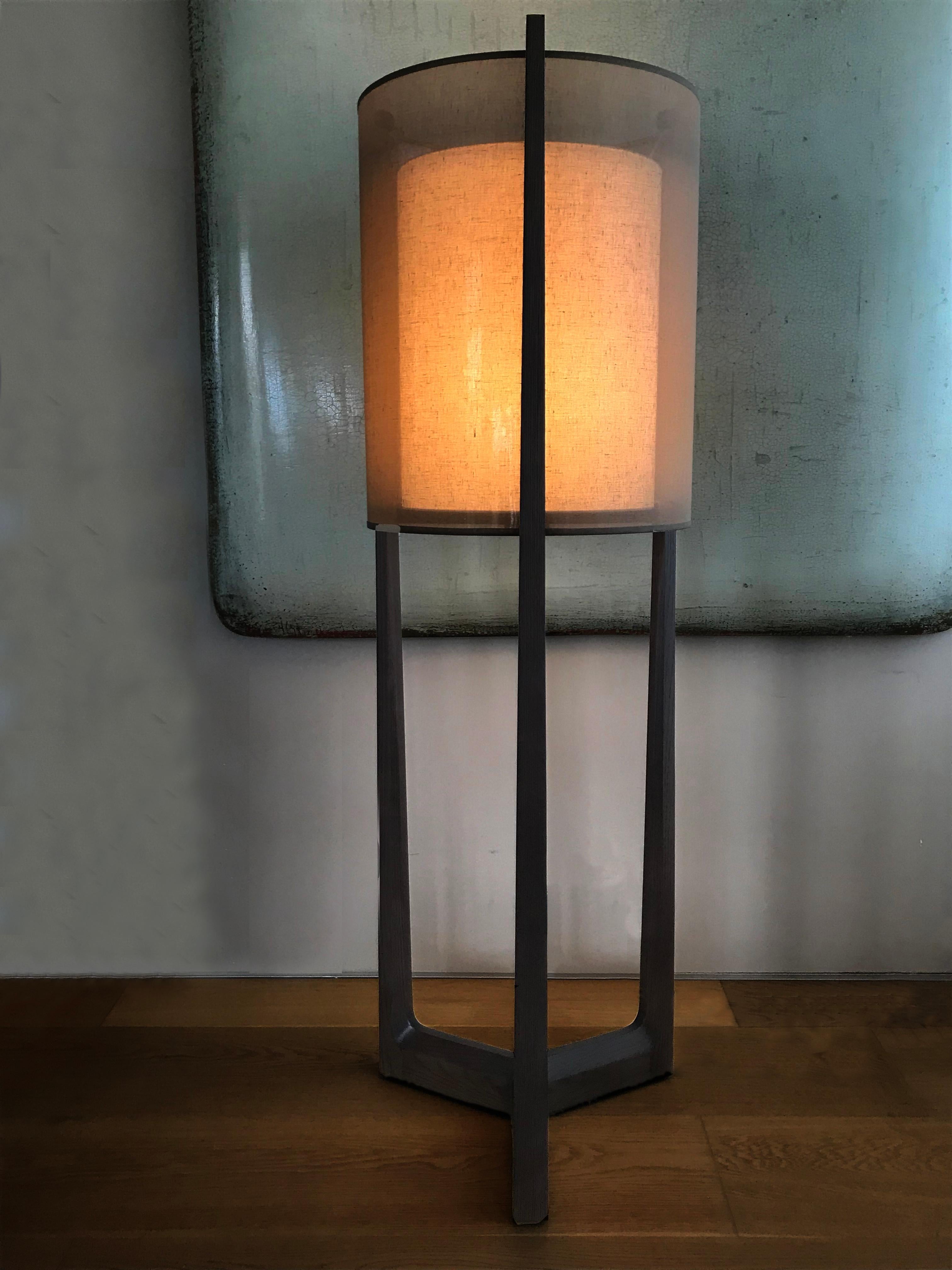 Chinese Lantern Wooden Floor Lamp Interlock André Fu Living Modern Oak New For Sale