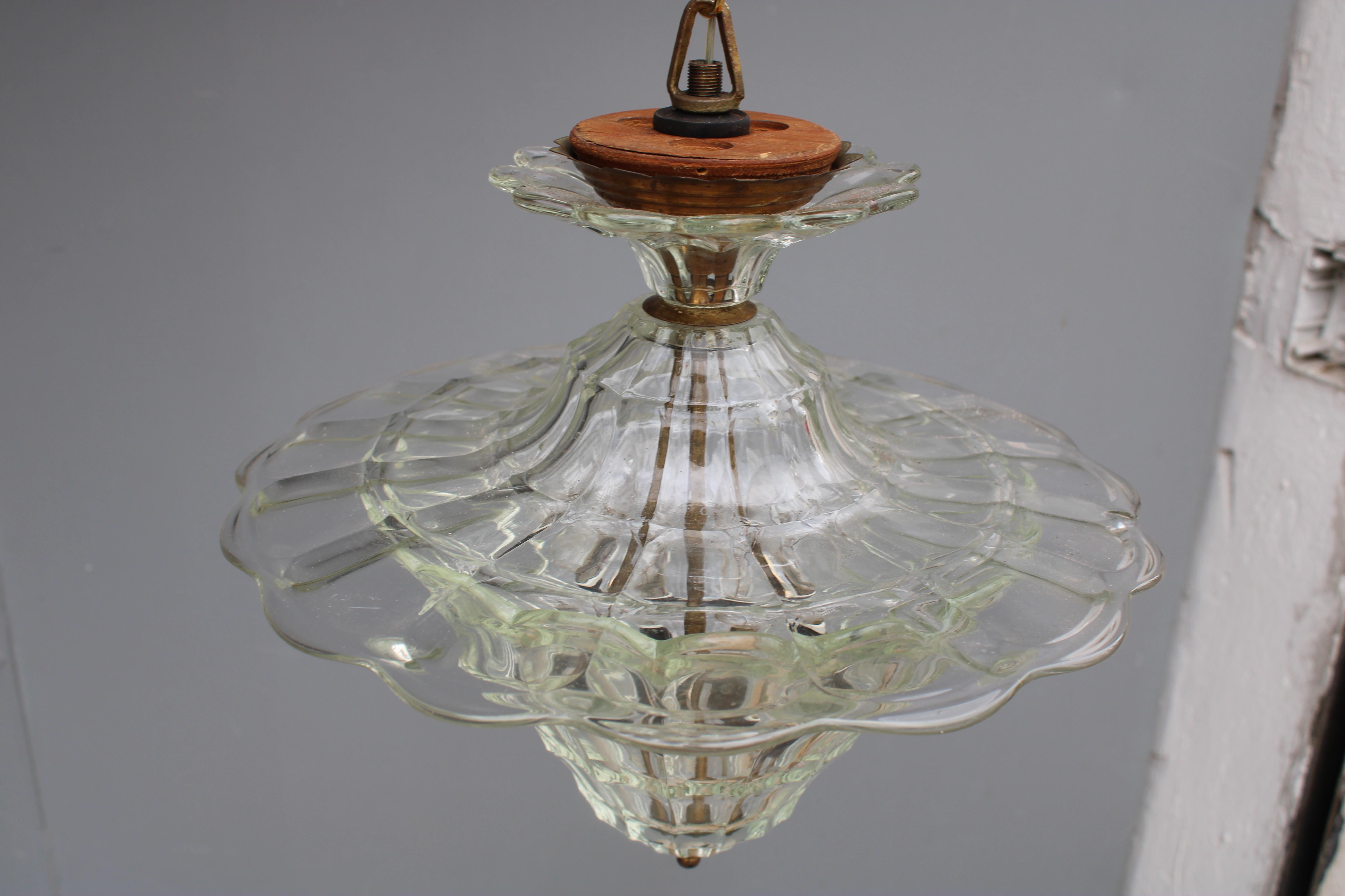 Lanterna Barovier vetro di Murano parti in Ottone 1940s Italia 3