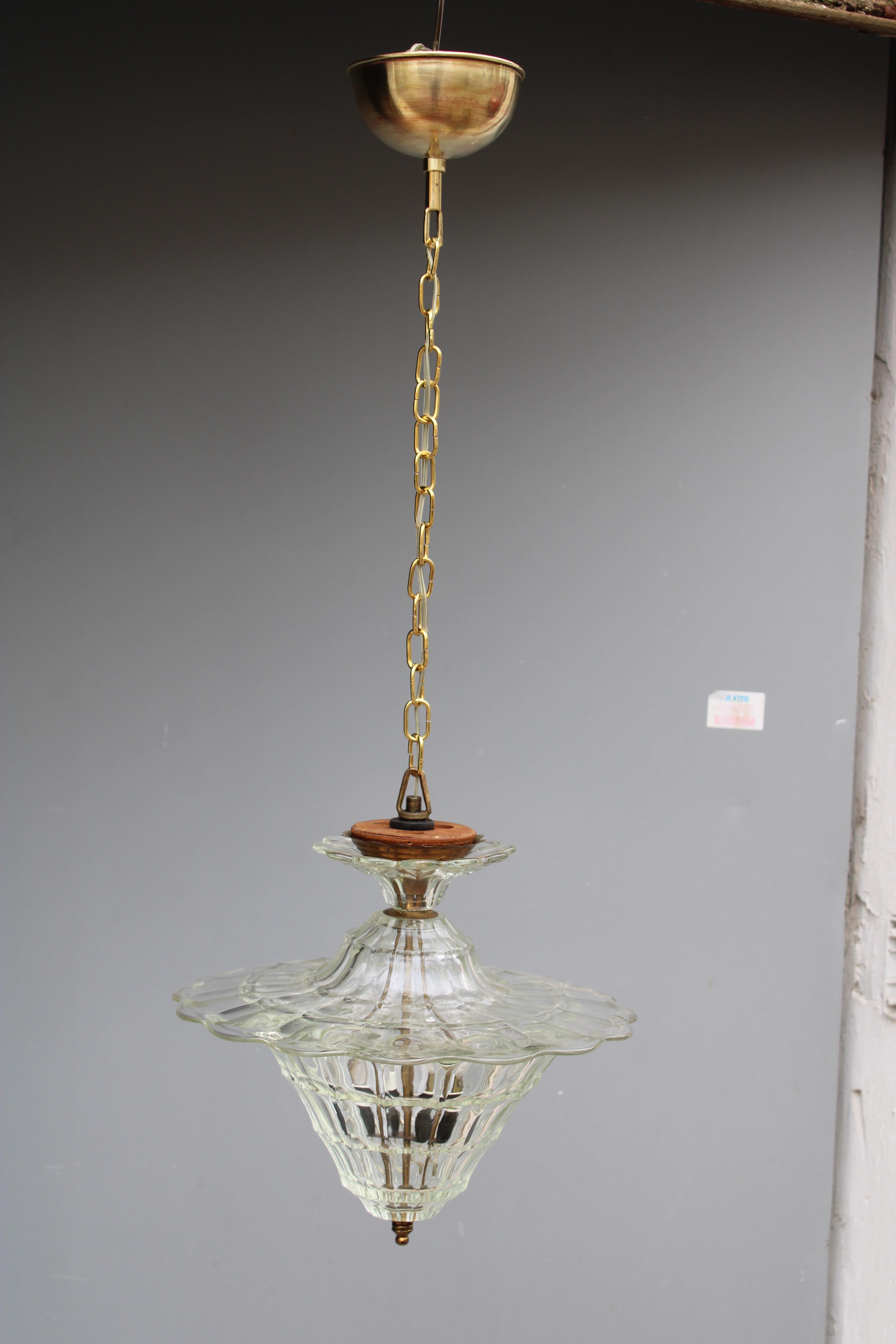 Mid-Century moderno Lanterna Barovier vetro di Murano parti in Ottone 1940s Italia