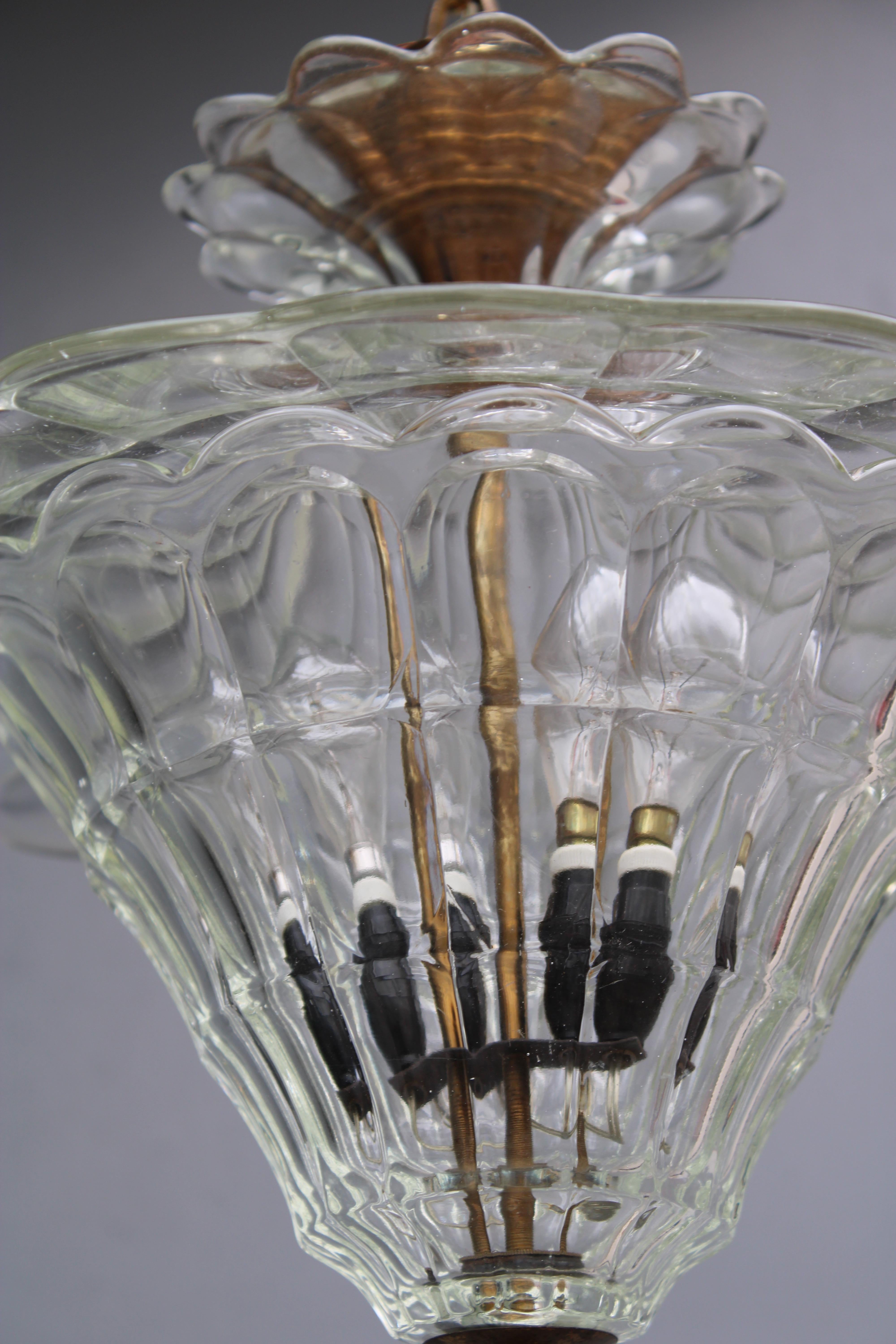 Lanterna Barovier vetro di Murano parti in Ottone 1940s Italia 2