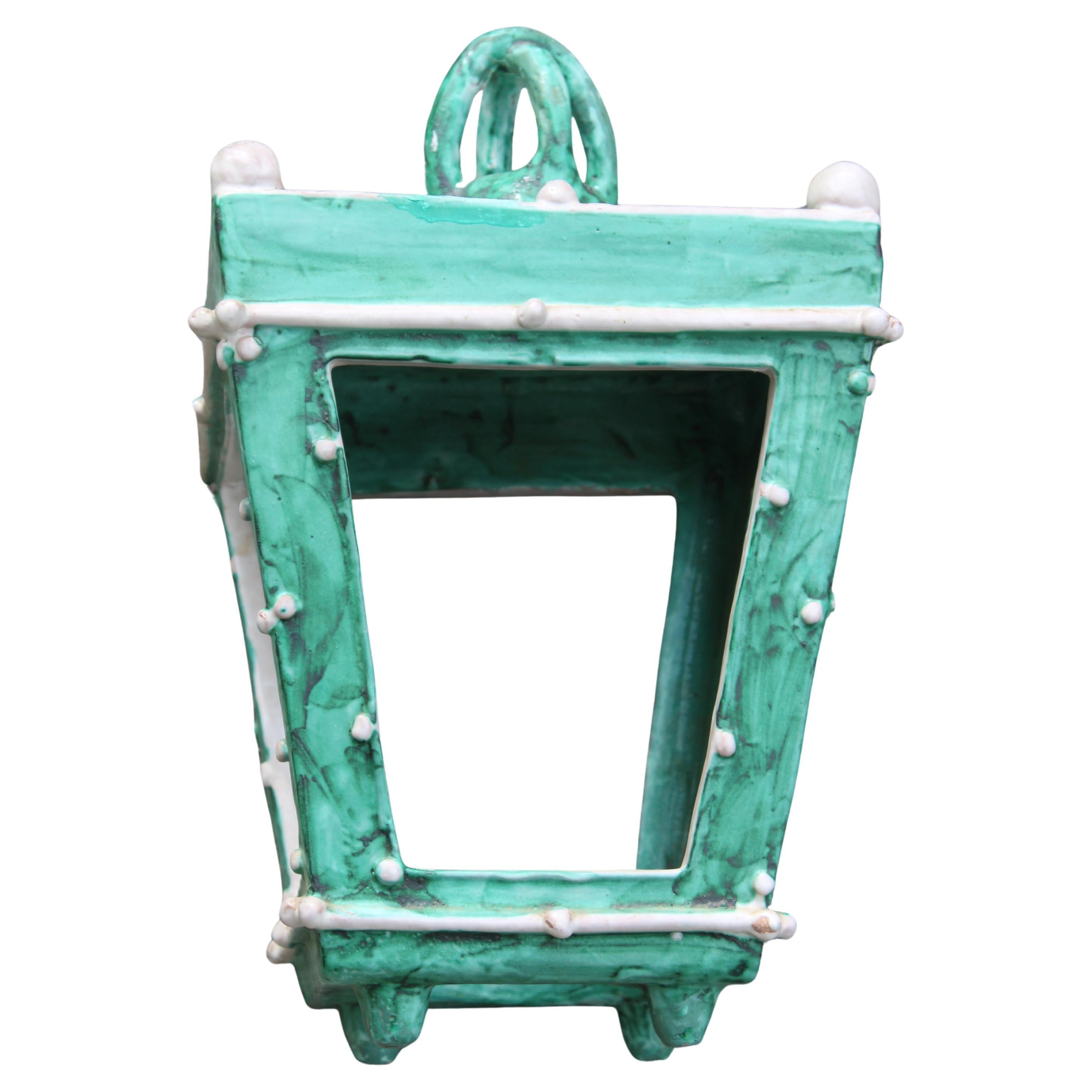 Laterne aus Keramik von Vietri in Keramik Smaltata 1950er Jahre