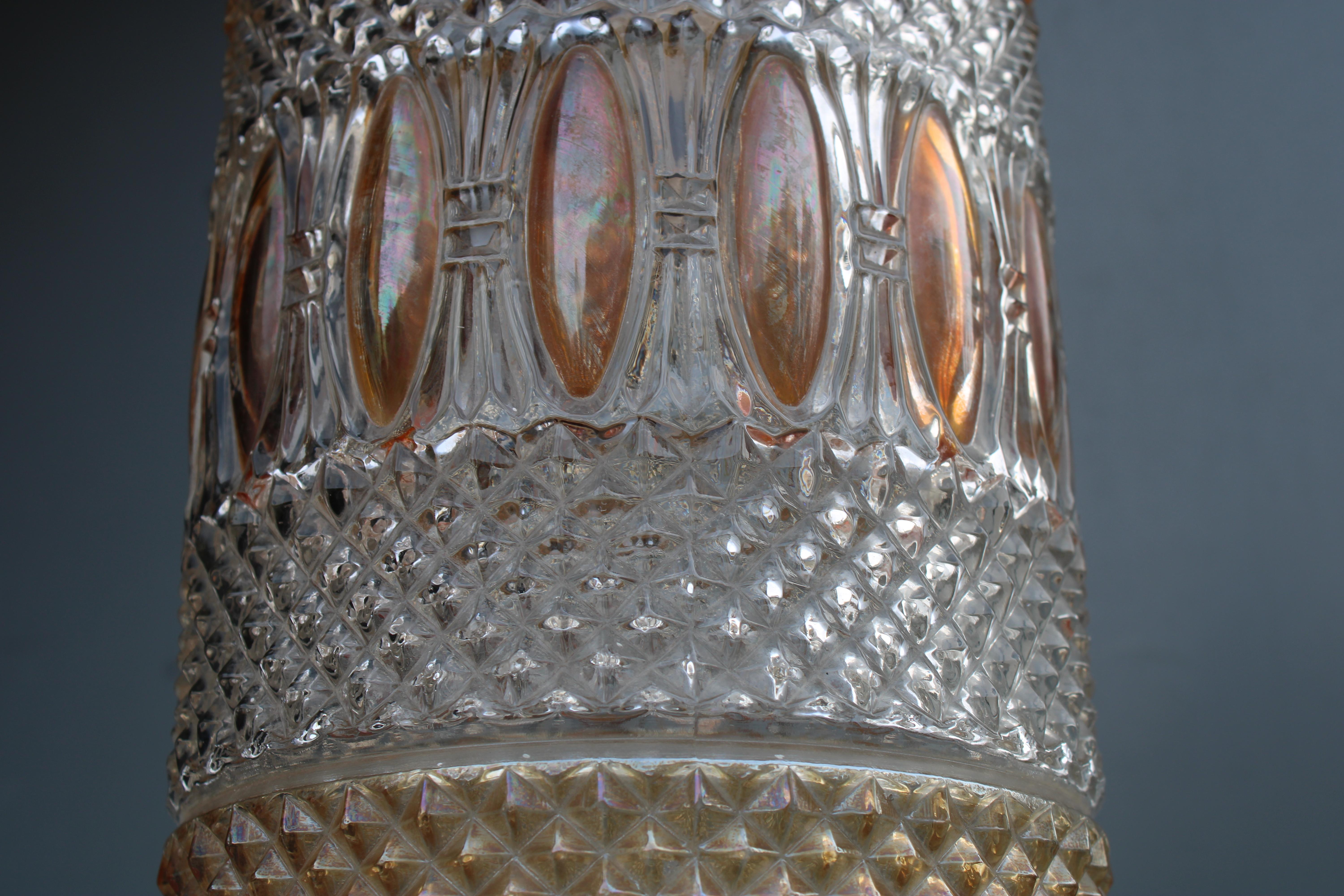 Lanterna in Cristallo e Ottone Mid-century Italian Design 1950 in vendita 5