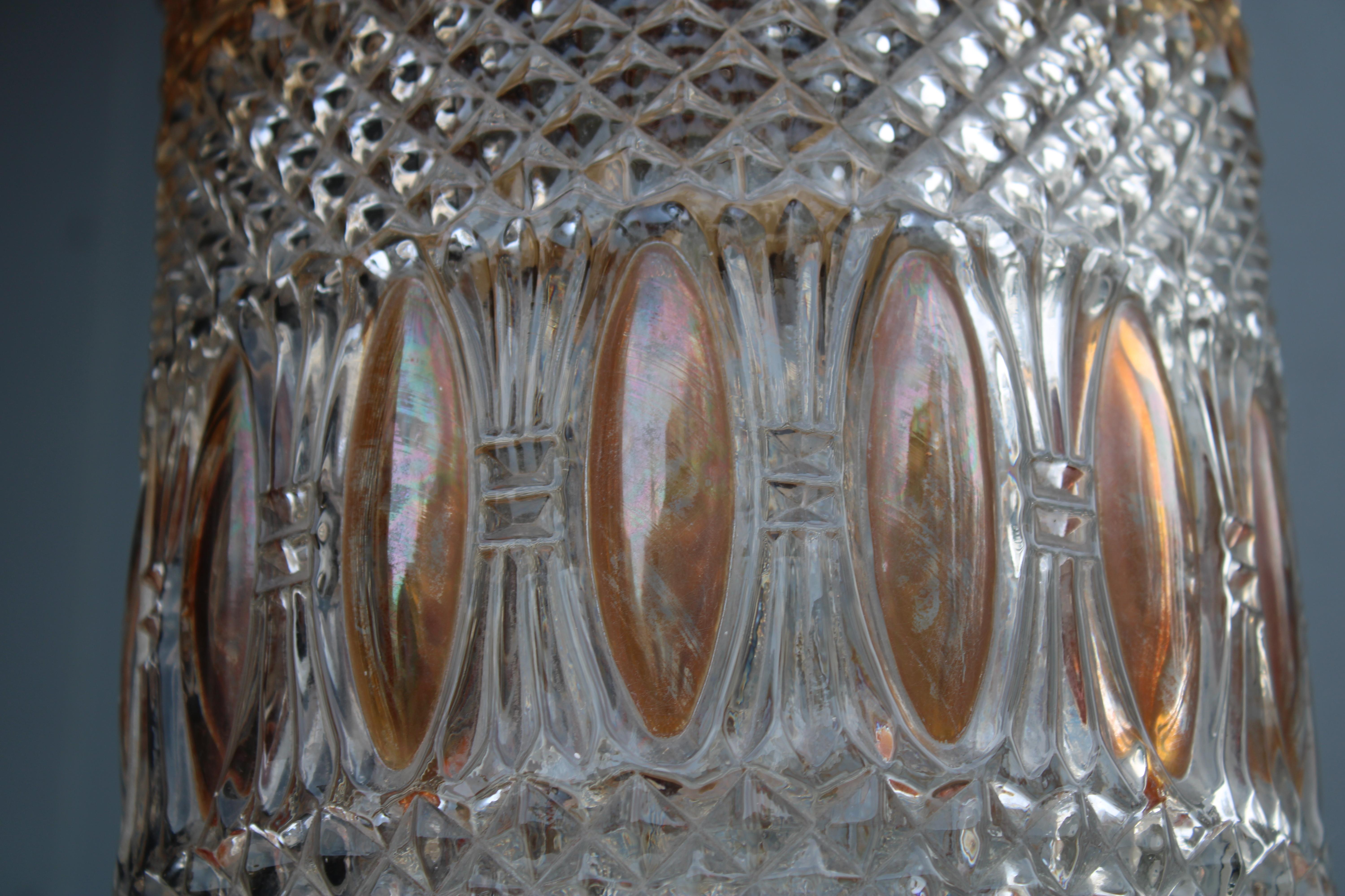 Lanterna in Cristallo e Ottone Mid-century Italian Design 1950 in vendita 6