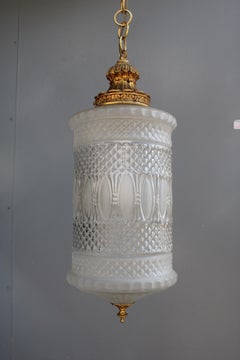 Crystal and Brass Lantern Mid-century Italian Design 1950s