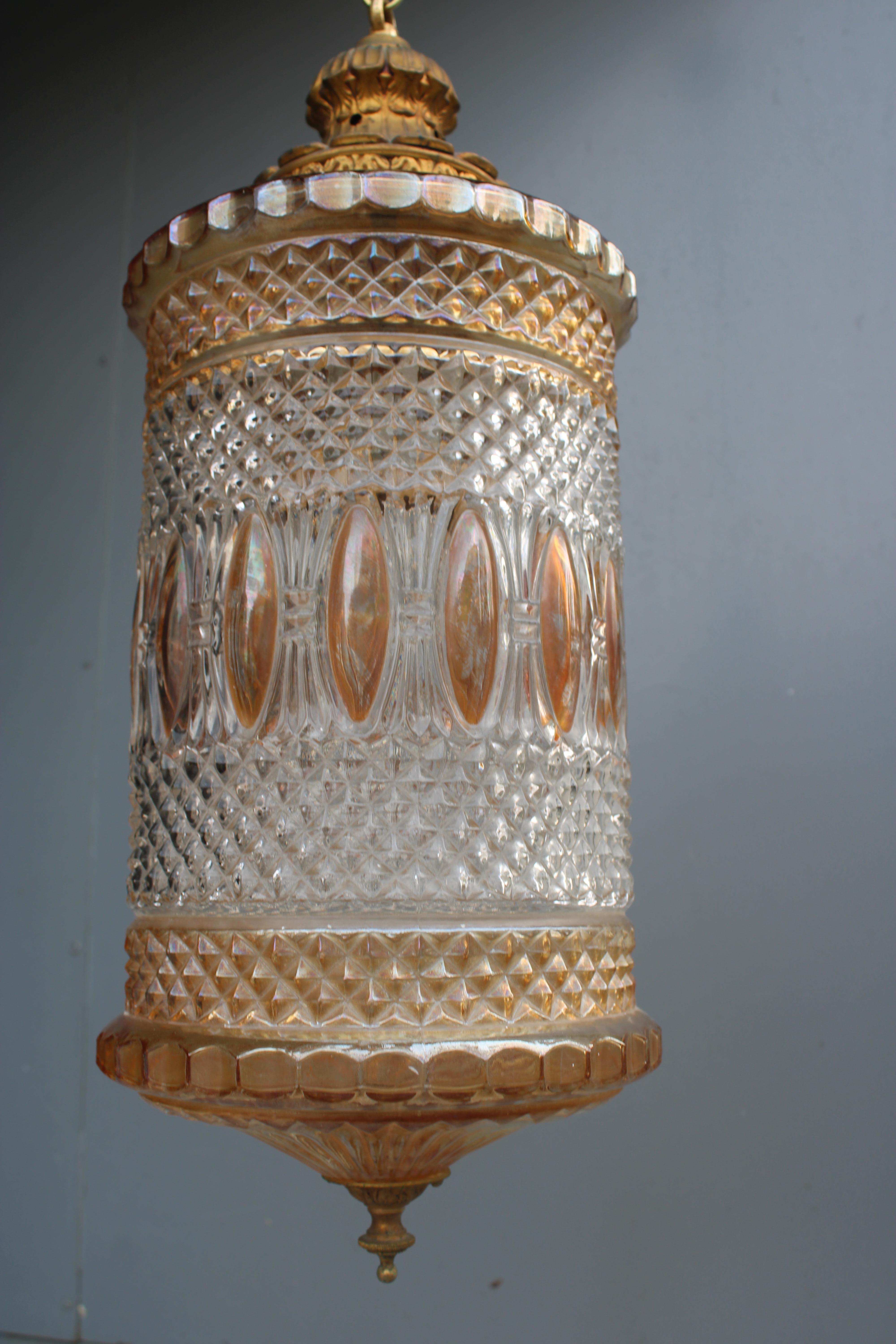 Lanterna in Cristallo e Ottone Mid-century Italian Design 1950 in vendita 2