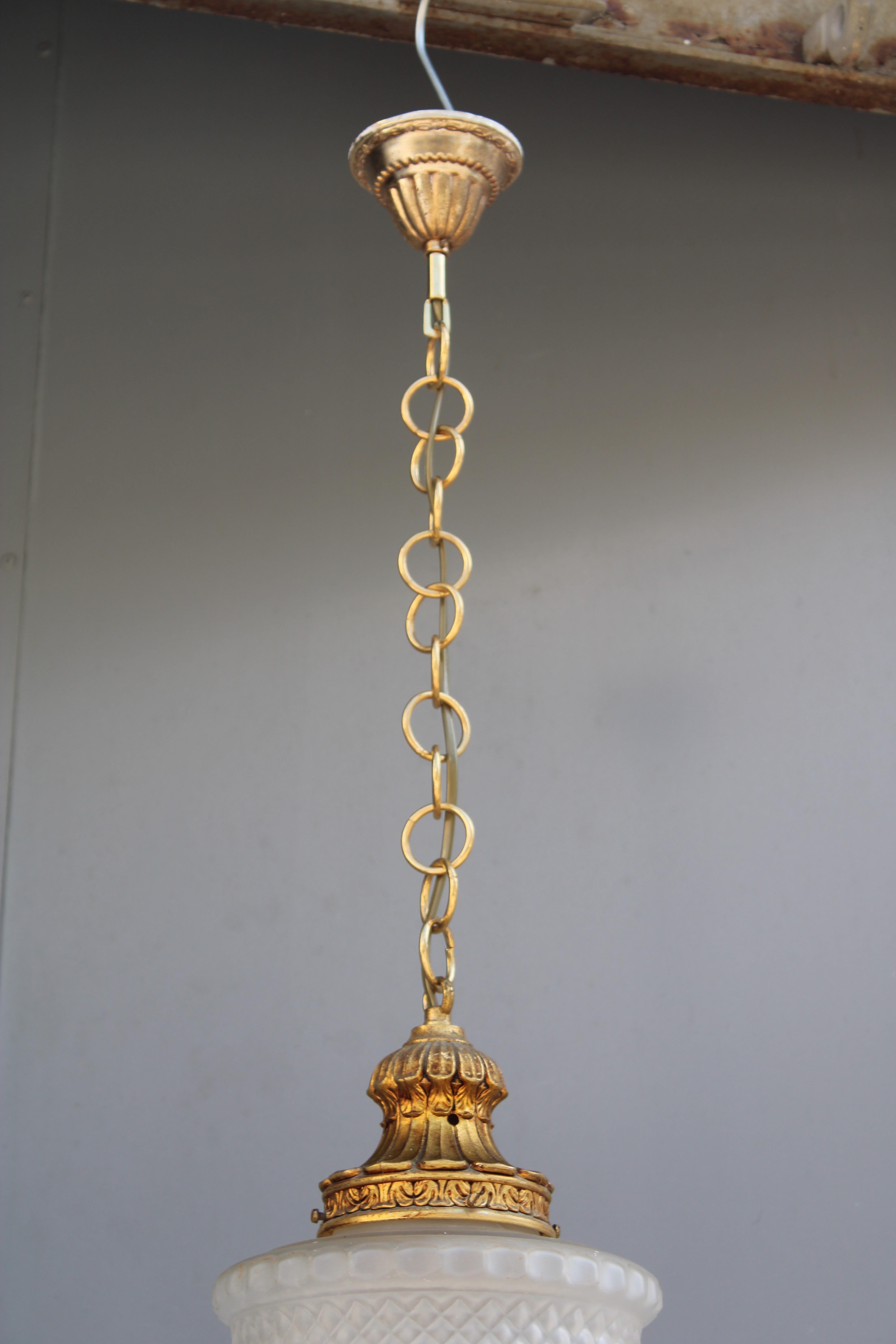 Lanterna in Cristallo e Ottone Mid-century Italian Design 1950 in vendita 4