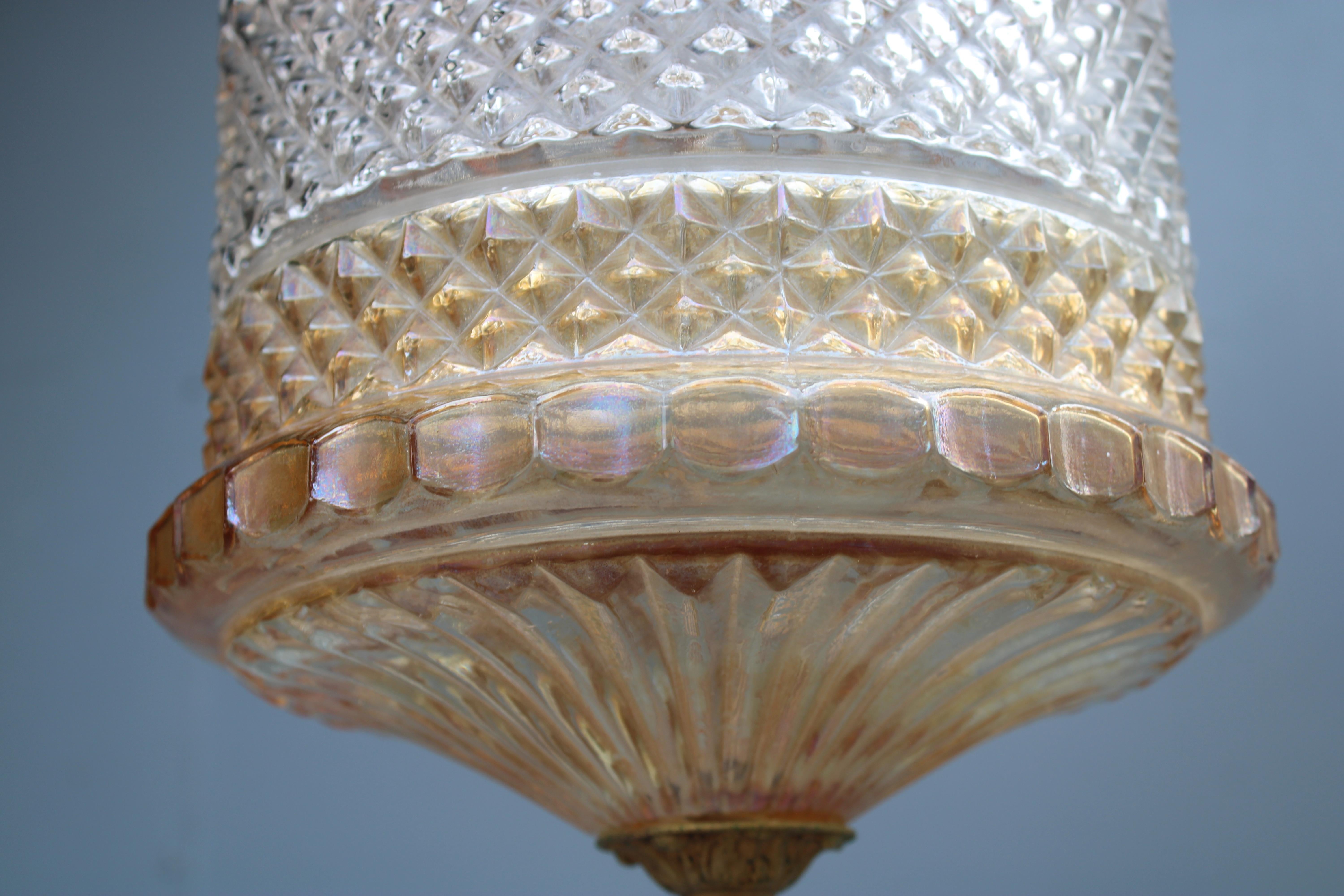 Lanterna in Cristallo e Ottone Mid-century Italian Design 1950 in vendita 4
