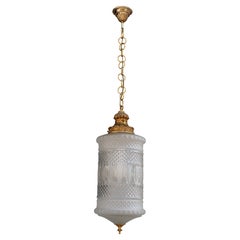 Crystal and Brass Lantern Mid-century Italian Design 1950s