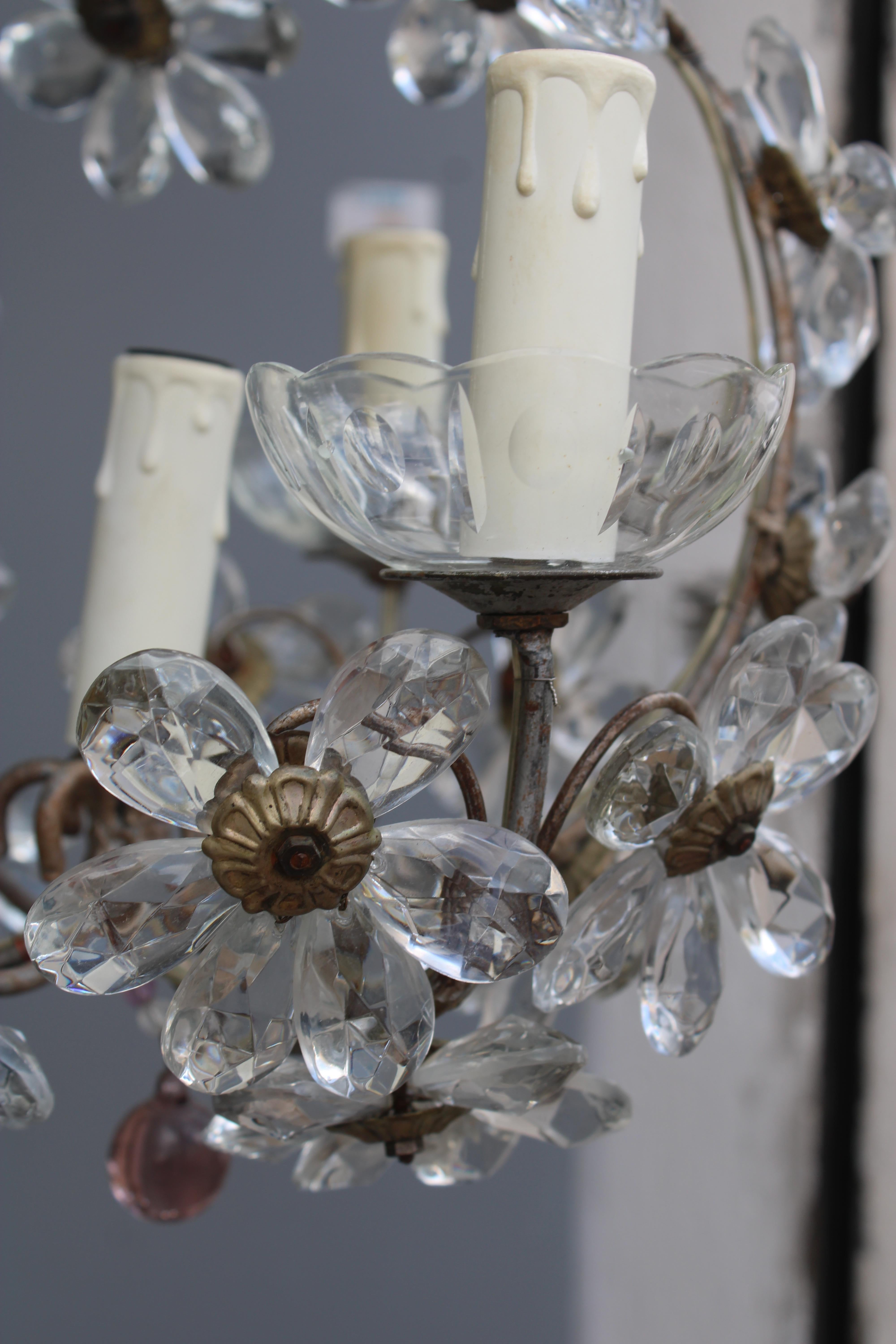 Mid-20th Century Lanterna in metallo e cristallo Francese 1950 Mid-century France Design in vendita