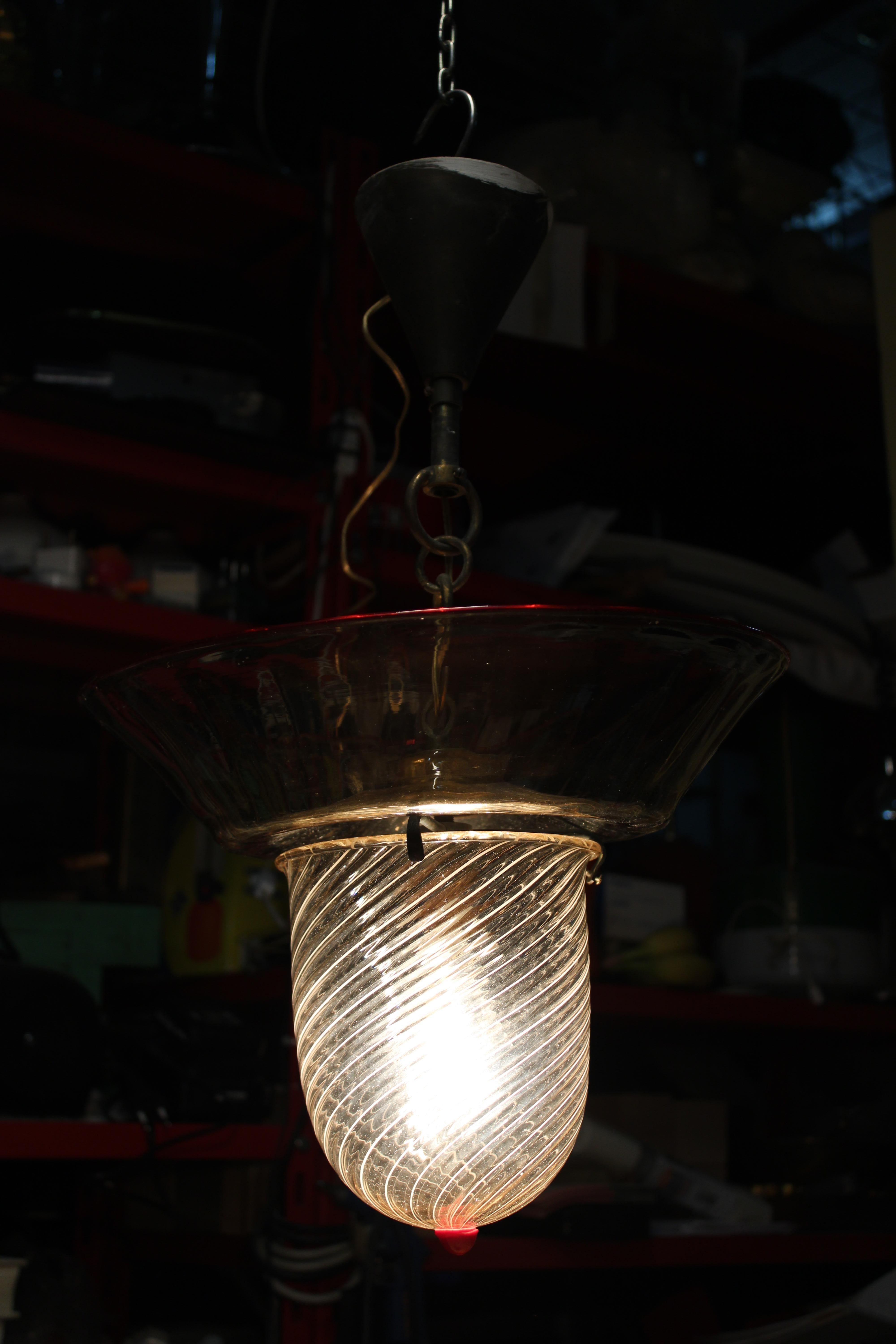 Venini Cappellin 1930 Art Deco Muranoglas Laterne im Angebot 7