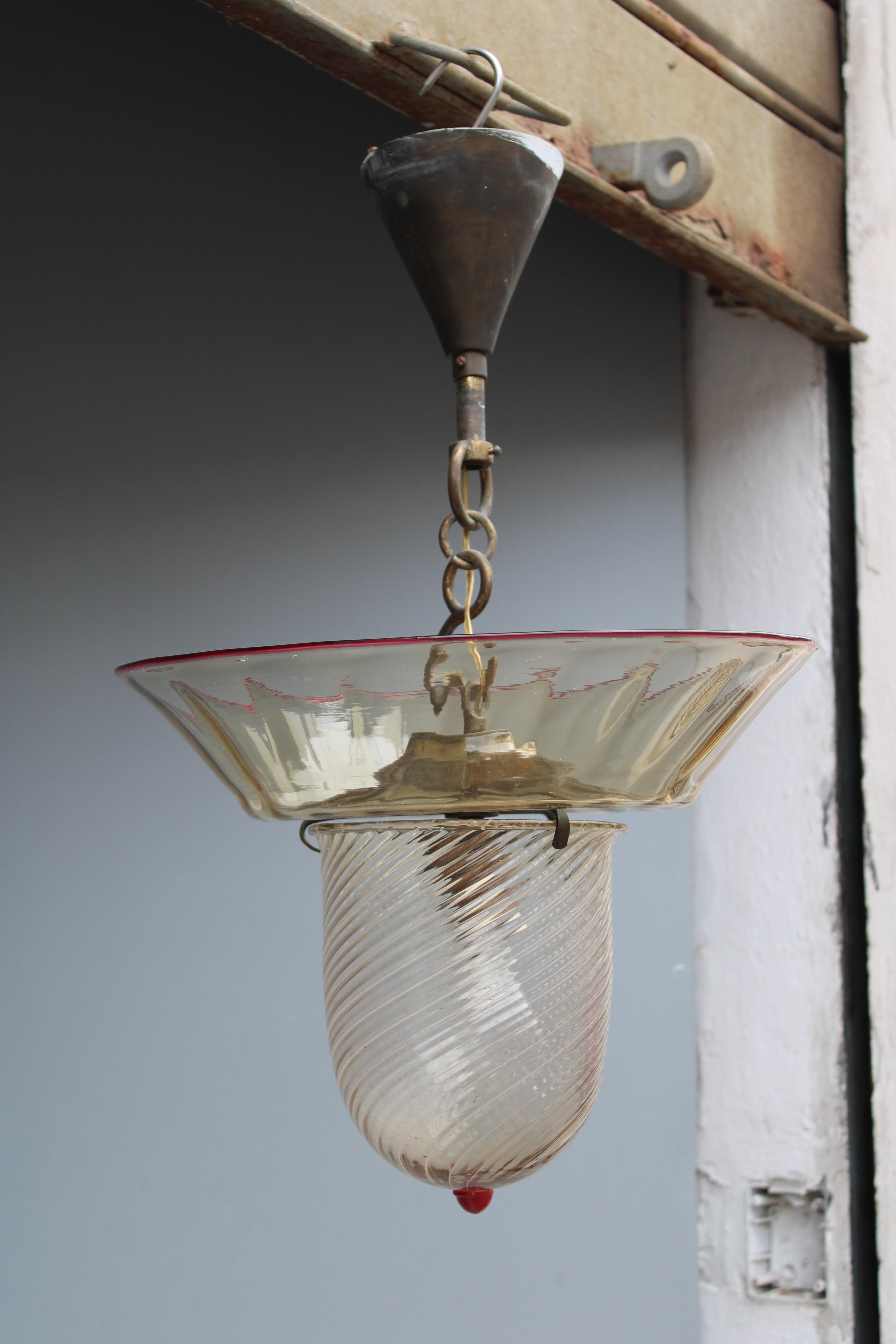 Venini Cappellin 1930 Art Deco Muranoglas Laterne im Angebot 8