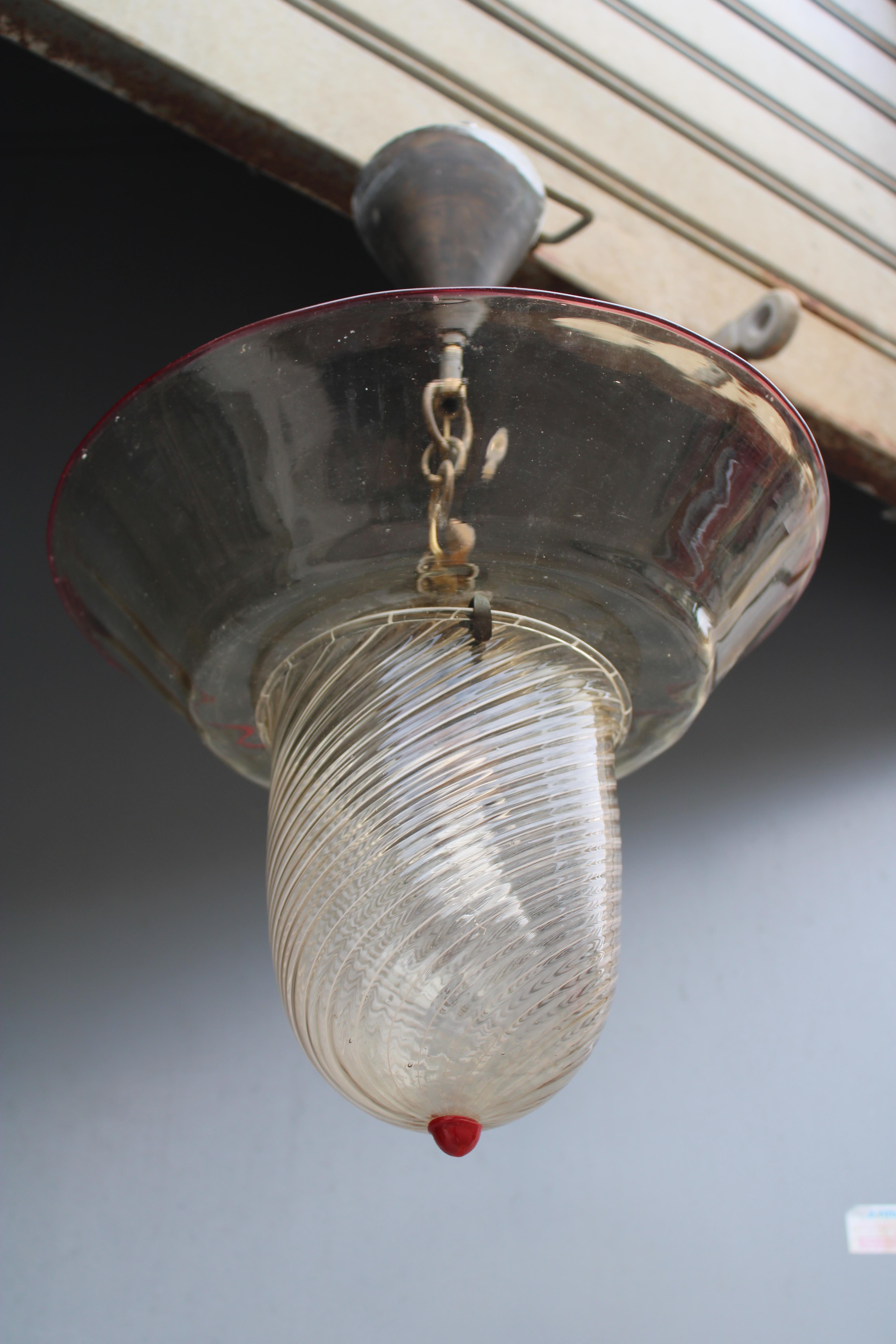 Venini Cappellin 1930 Art Deco Muranoglas Laterne im Angebot 14
