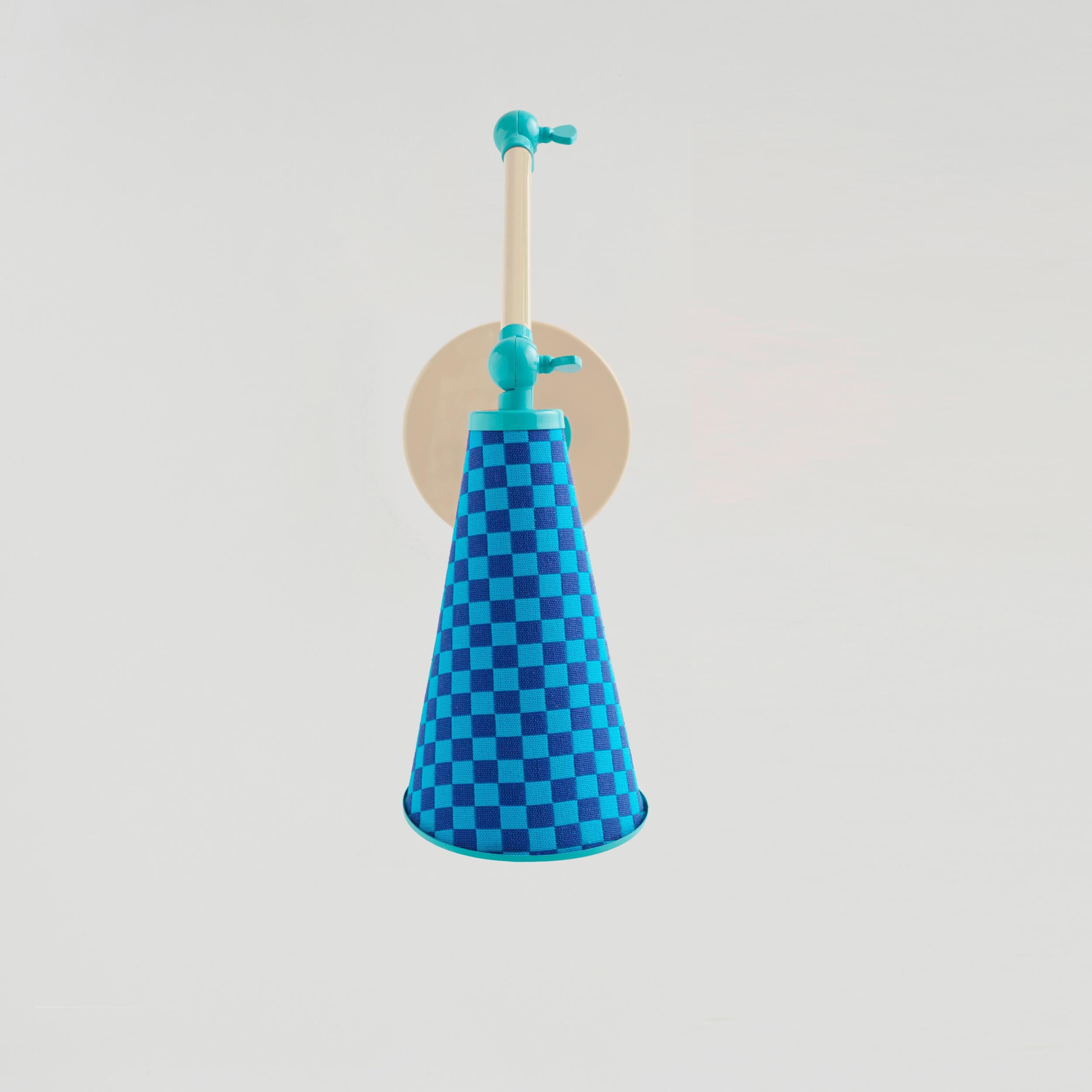 Lámpara Lanterna Azul de Merve Kahraman, tela a cuadros y metal pintado en Nuevo estado para la venta en New York, NY