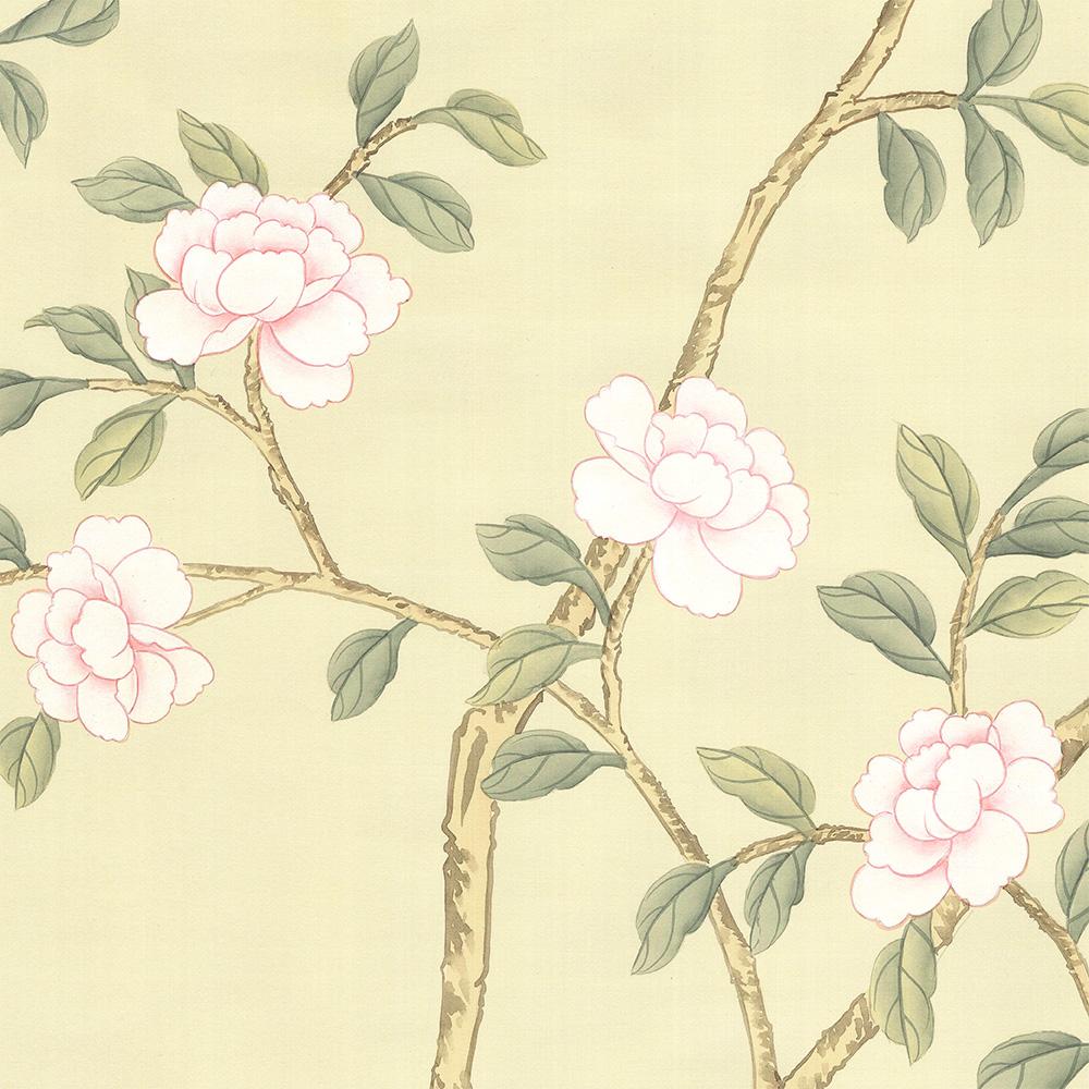 American Lantilly Cream Chinoiserie Mural Wallpaper For Sale