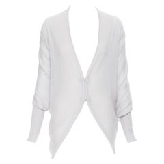LANVIN 100% cashmere light grey bat sleeve button front draped shrug cardigan S