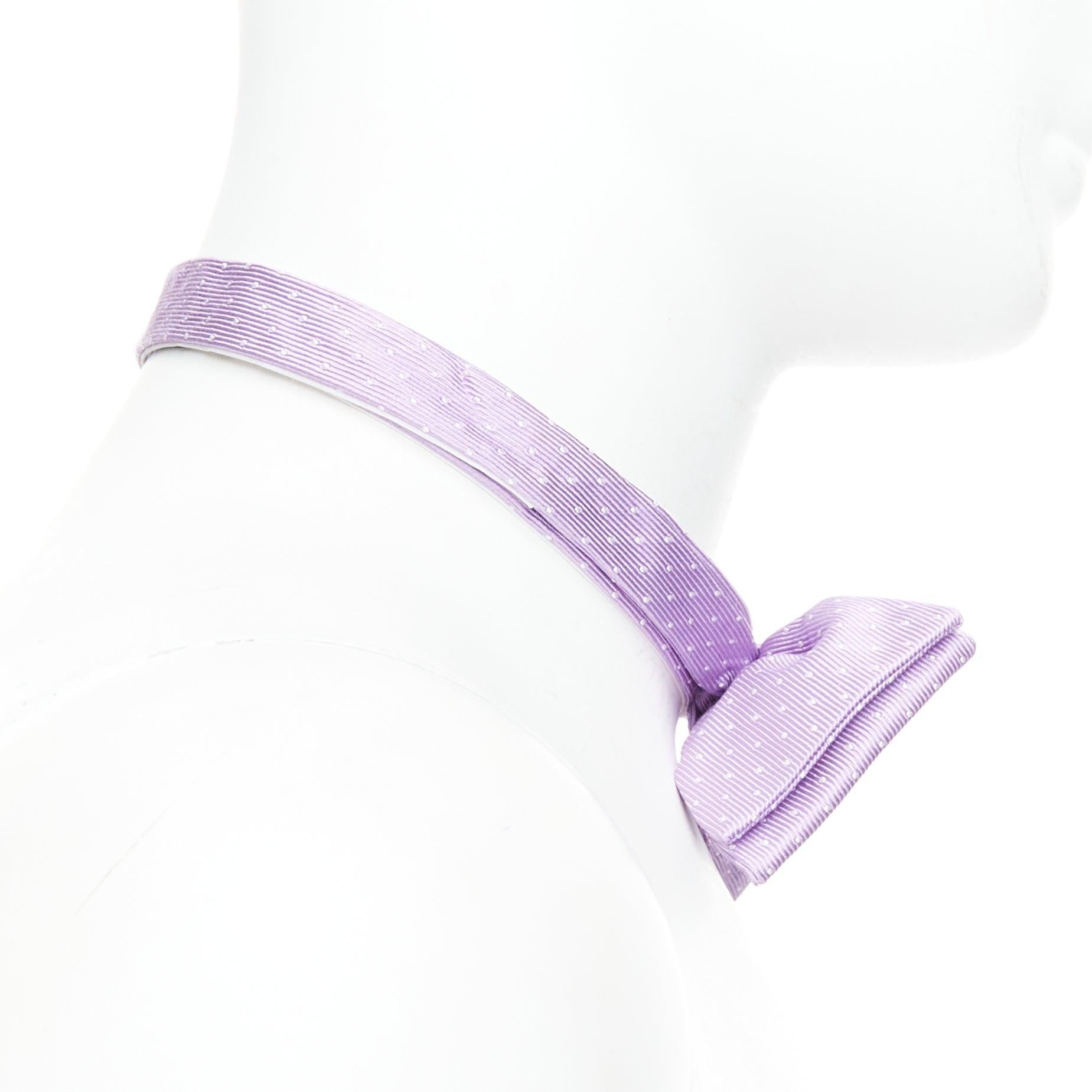 LANVIN 100% silk purple white dot classy bow tie In New Condition For Sale In Hong Kong, NT