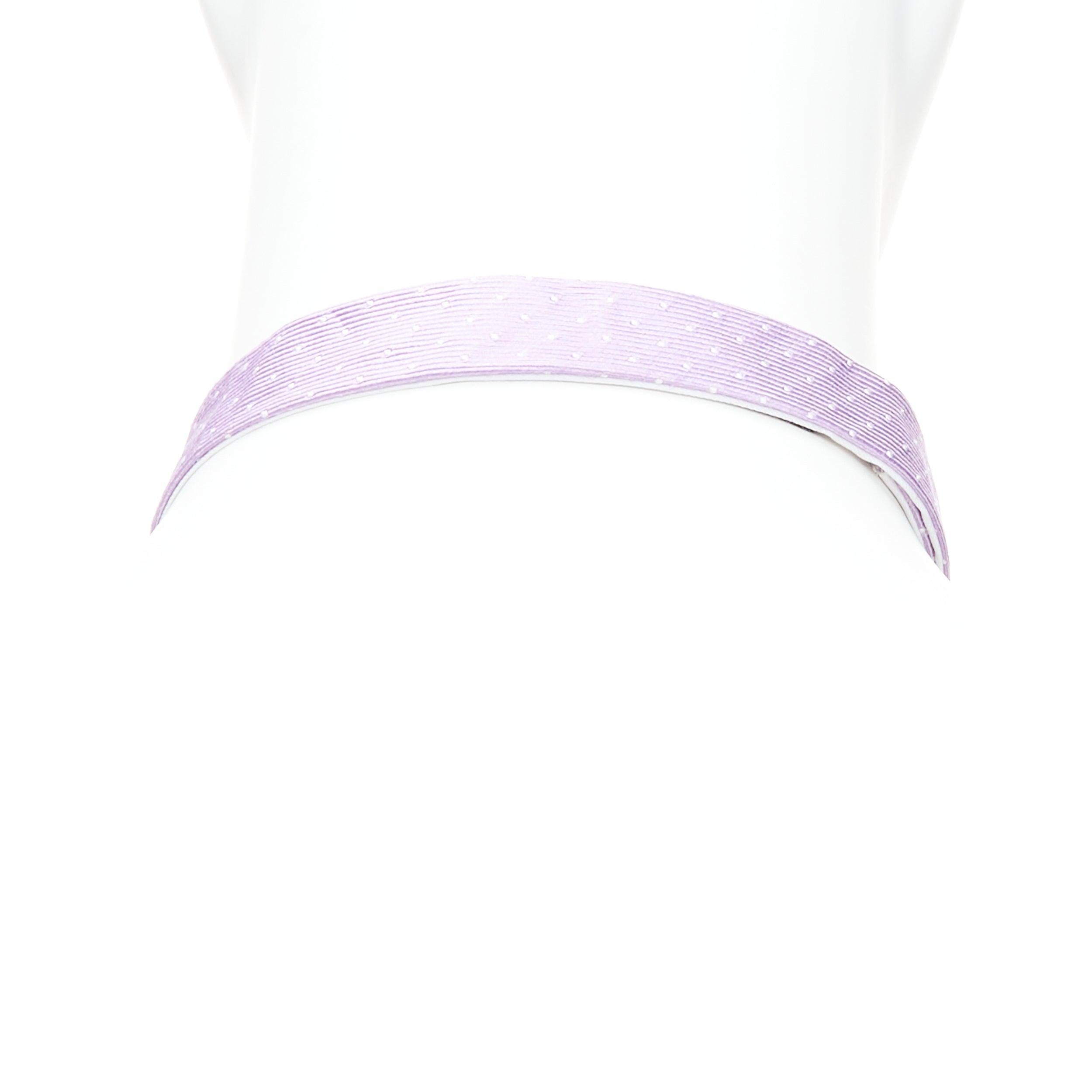 Men's LANVIN 100% silk purple white dot classy bow tie For Sale
