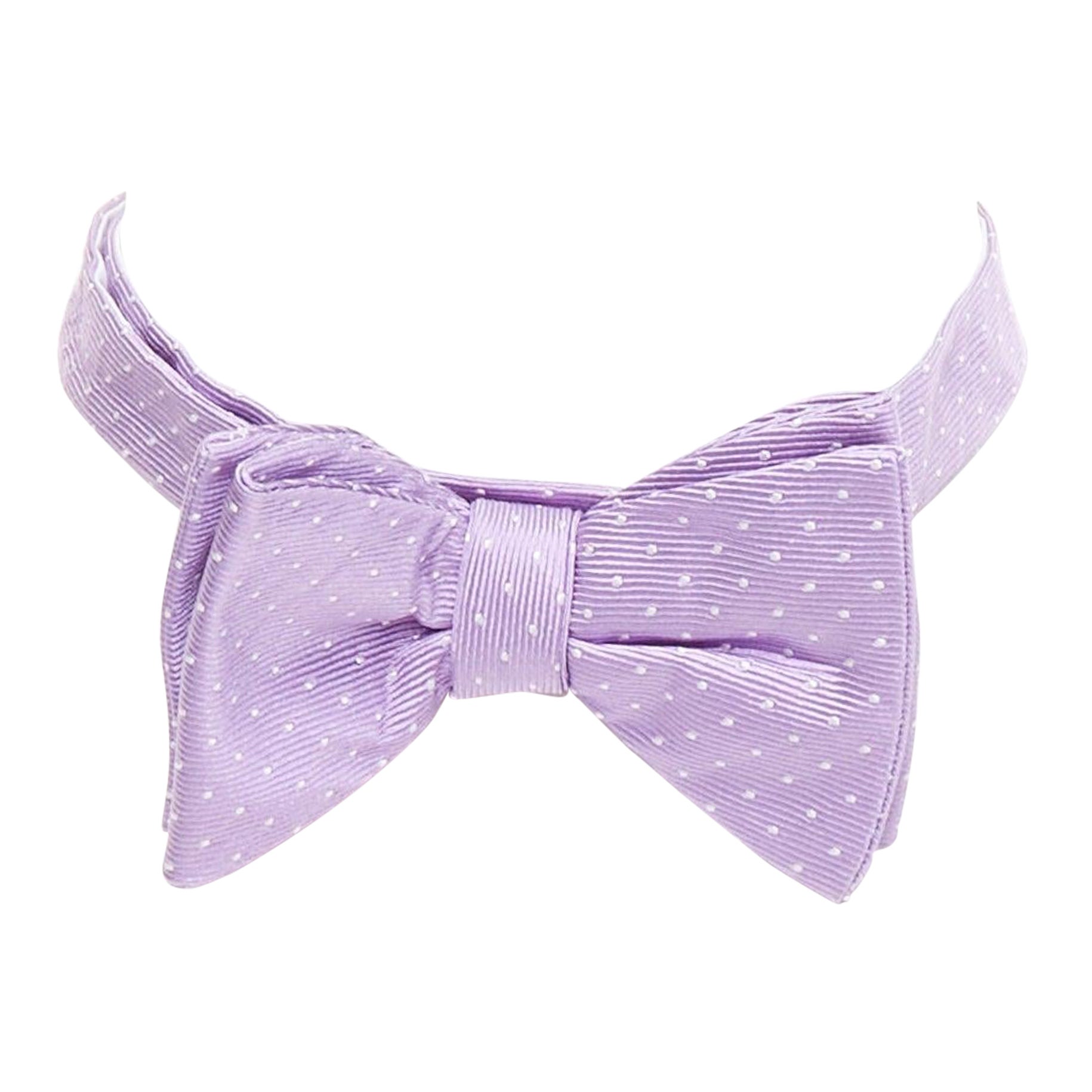 LANVIN 100% silk purple white dot classy bow tie