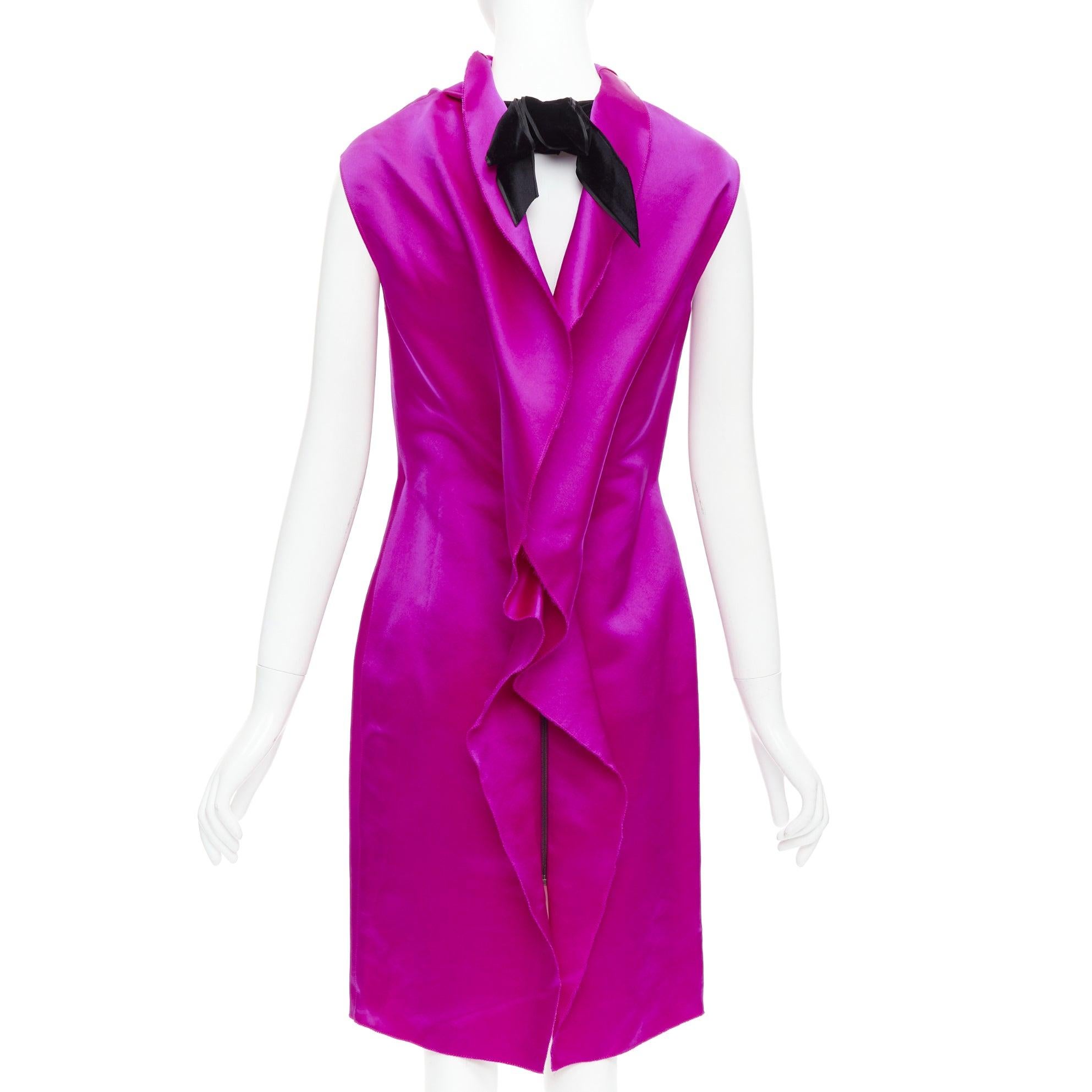 LANVIN 10º Aniversario rosa fucsia 100% seda vestido de noche sin espalda FR36 S 1