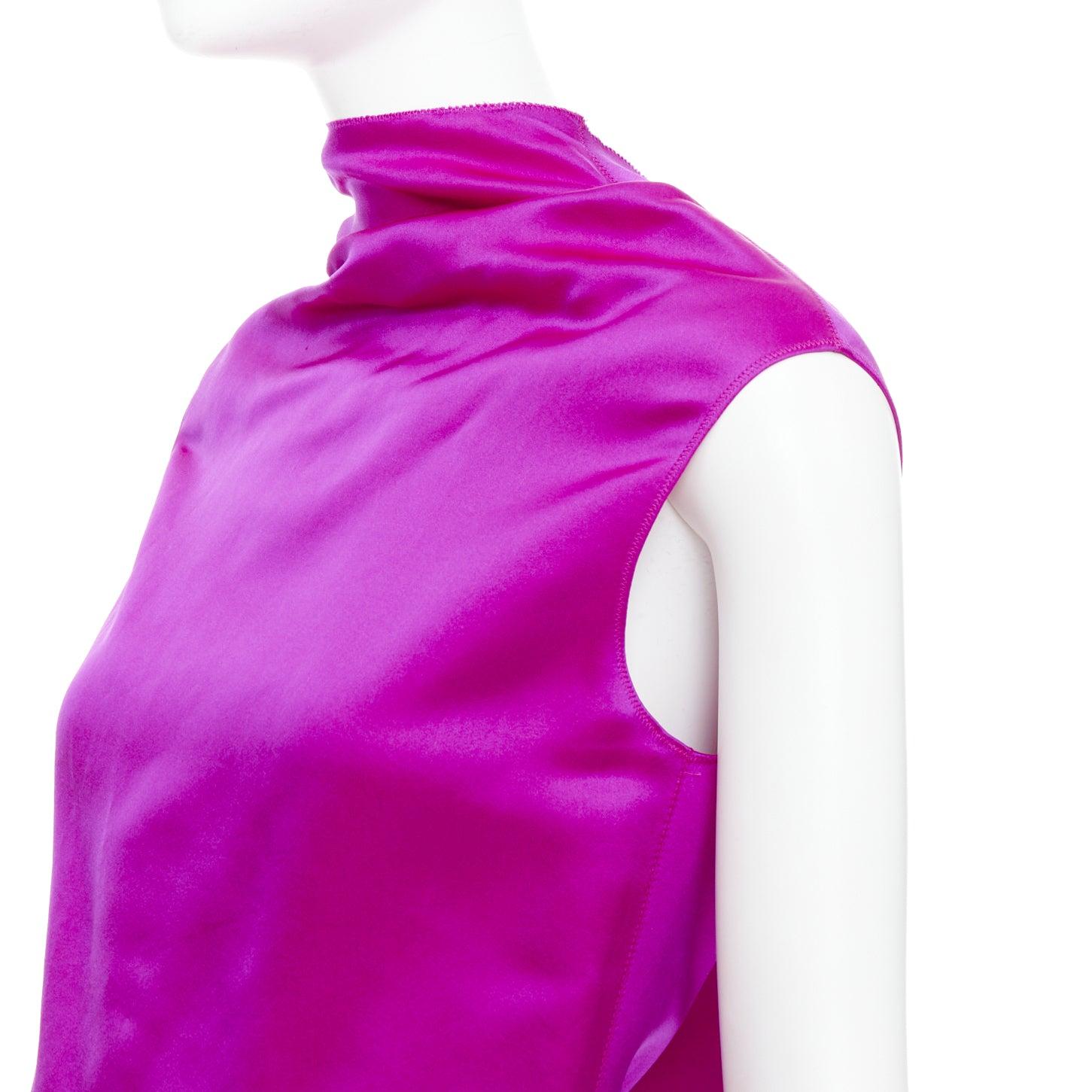LANVIN 10º Aniversario rosa fucsia 100% seda vestido de noche sin espalda FR36 S 2