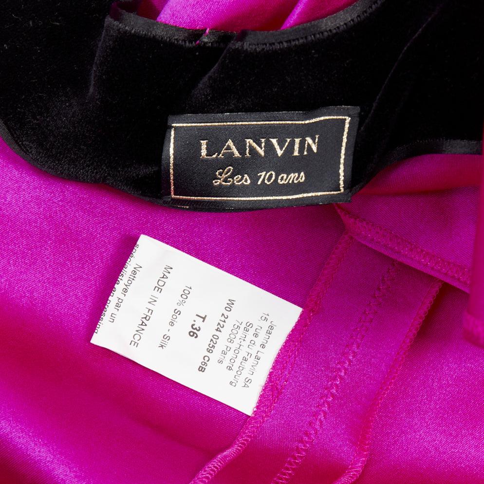 LANVIN 10º Aniversario rosa fucsia 100% seda vestido de noche sin espalda FR36 S 3