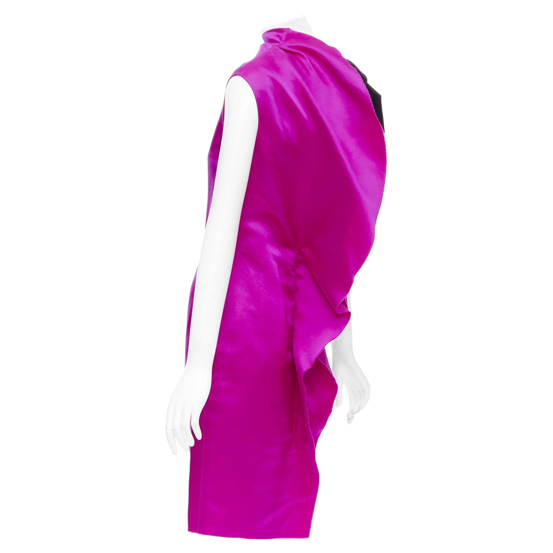 LANVIN 10th Anniversary fuchsia pink 100% silk backless evening dress FR36 S