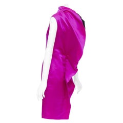 LANVIN 10th Anniversary fuchsia pink 100% silk backless evening dress FR36 S