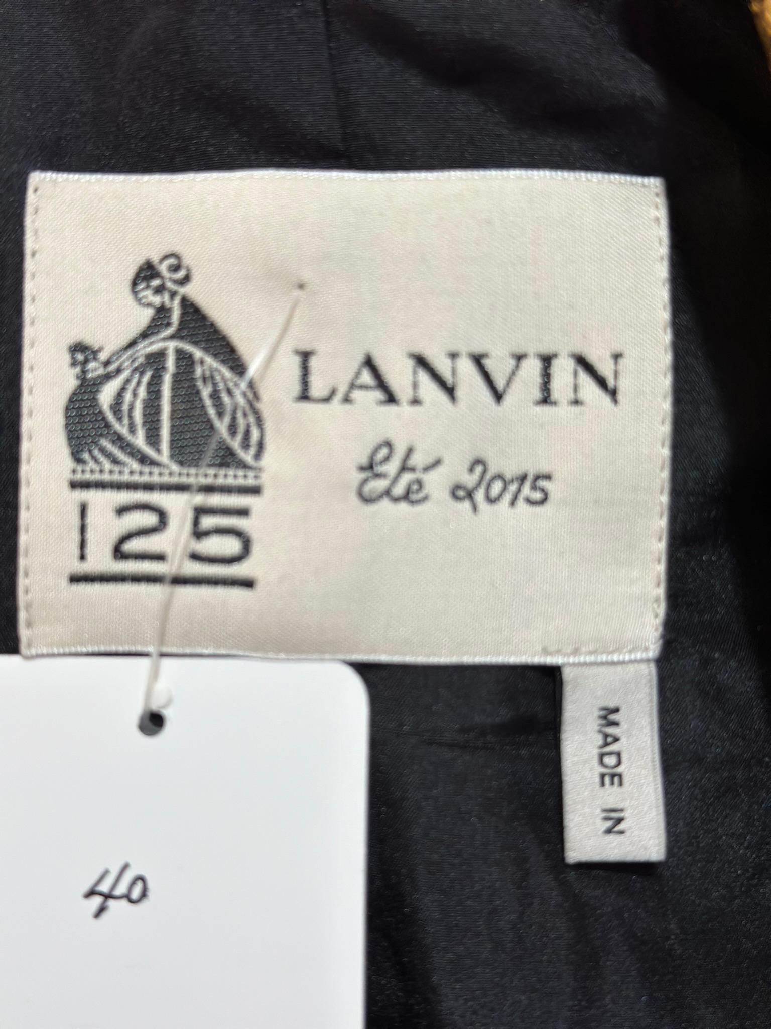 Lanvin 125 Ete 2015 Gold Brocade Monkey Oversize Vest with Pockets Cats 40 10