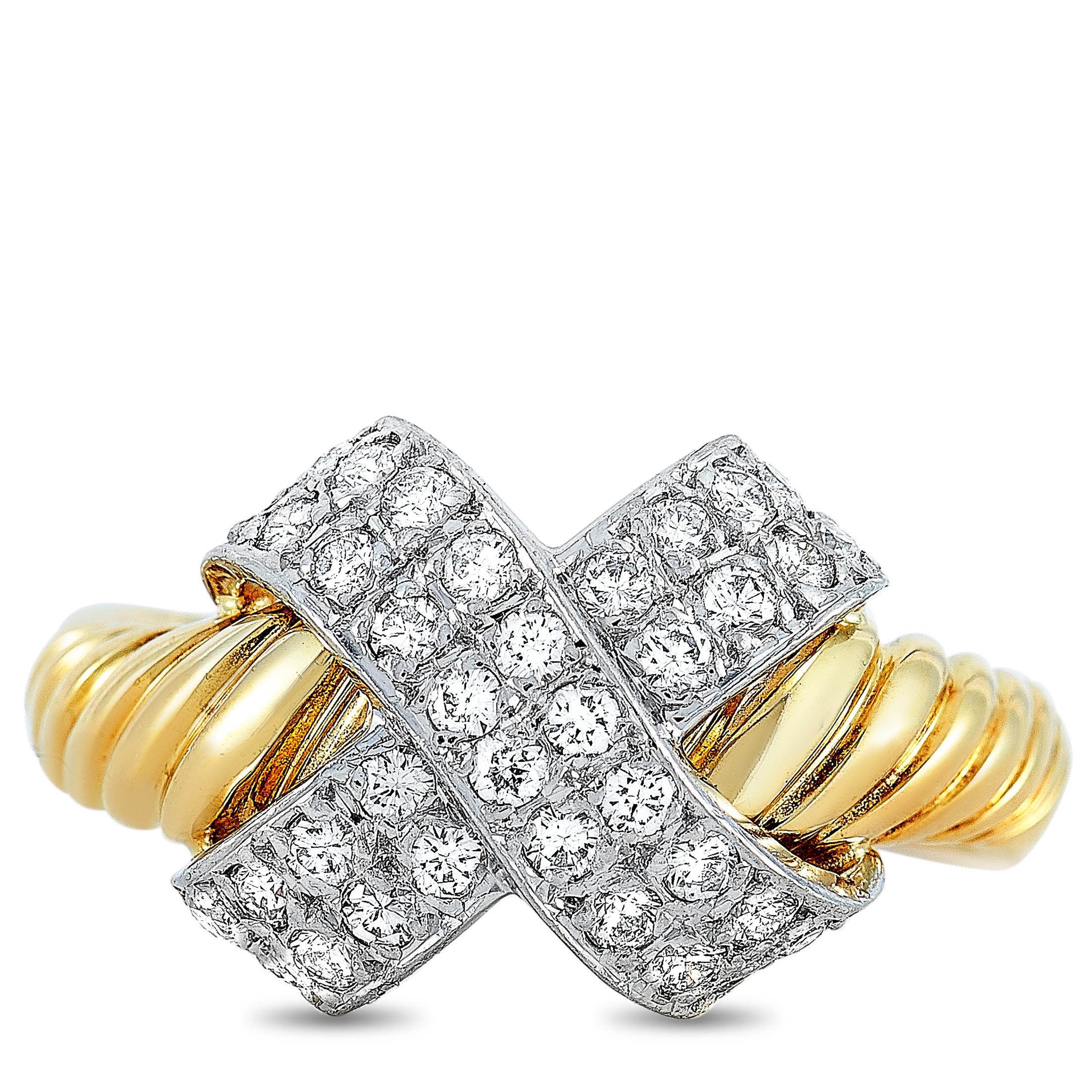 Women's Lanvin 18 Karat Yellow and White Gold 0.45 Carat Diamond Ring