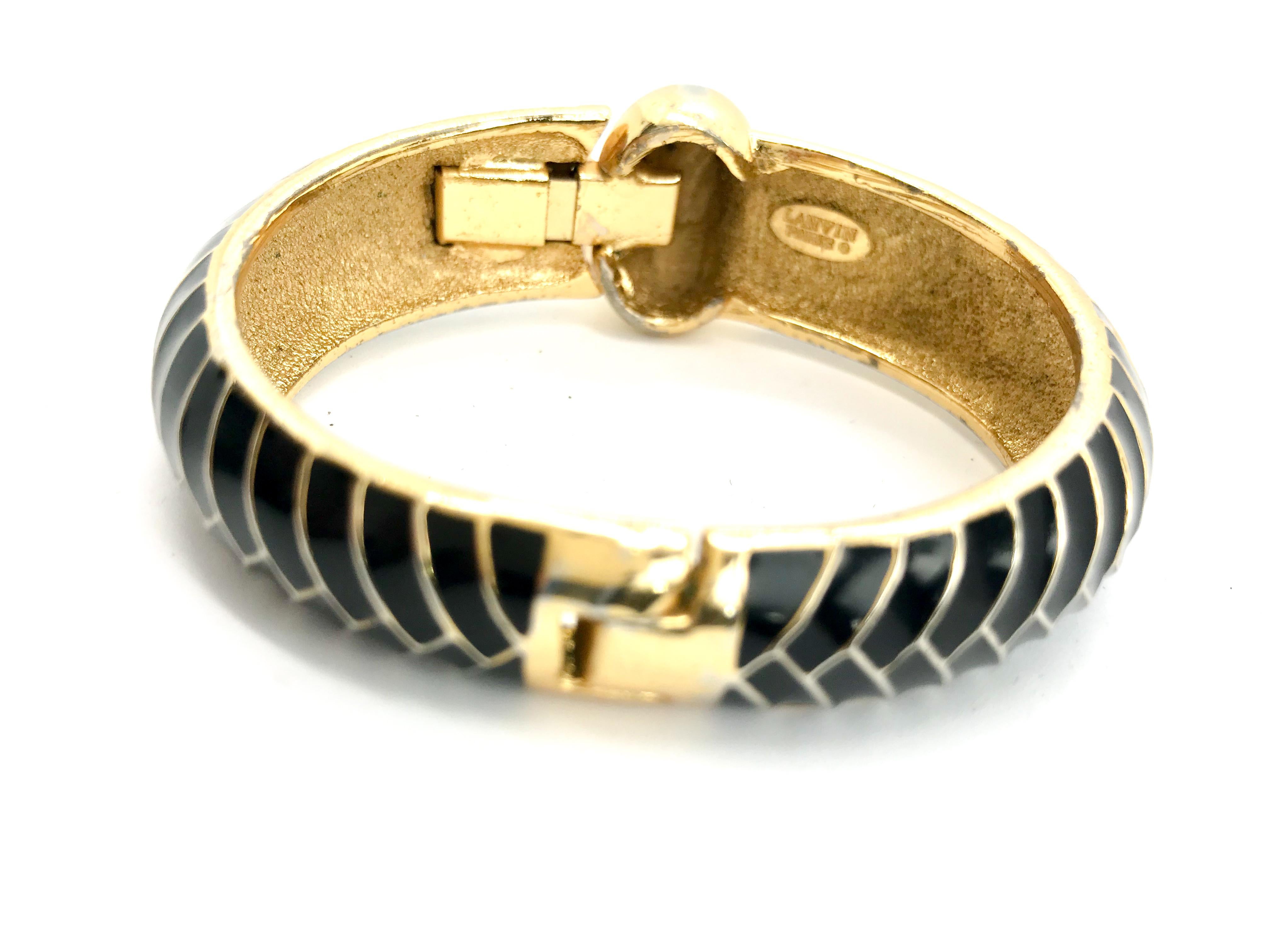 Contemporary Lanvin 1970s Vintage Black Enamel Bangle Bracelet
