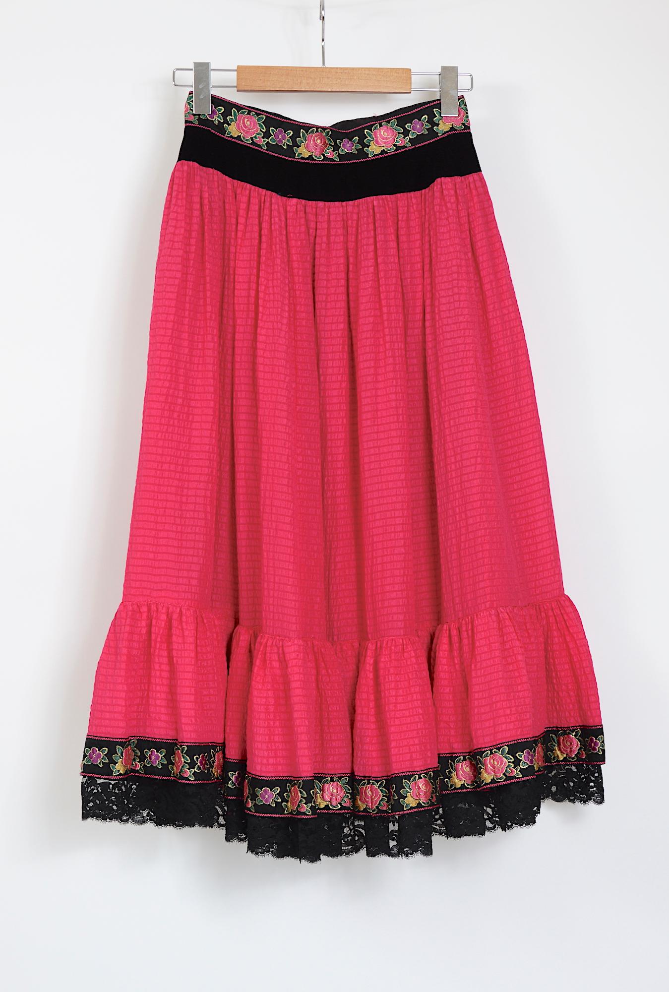 Women's Lanvin 1970s vintage silk boho peasant style skirt For Sale