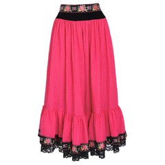 Lanvin 1970s Retro silk boho peasant style skirt