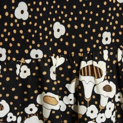 Lanvin 1972 Robe Maxi FR38 Black Cotton Jersey Canvas Mushrooms UK10 US8