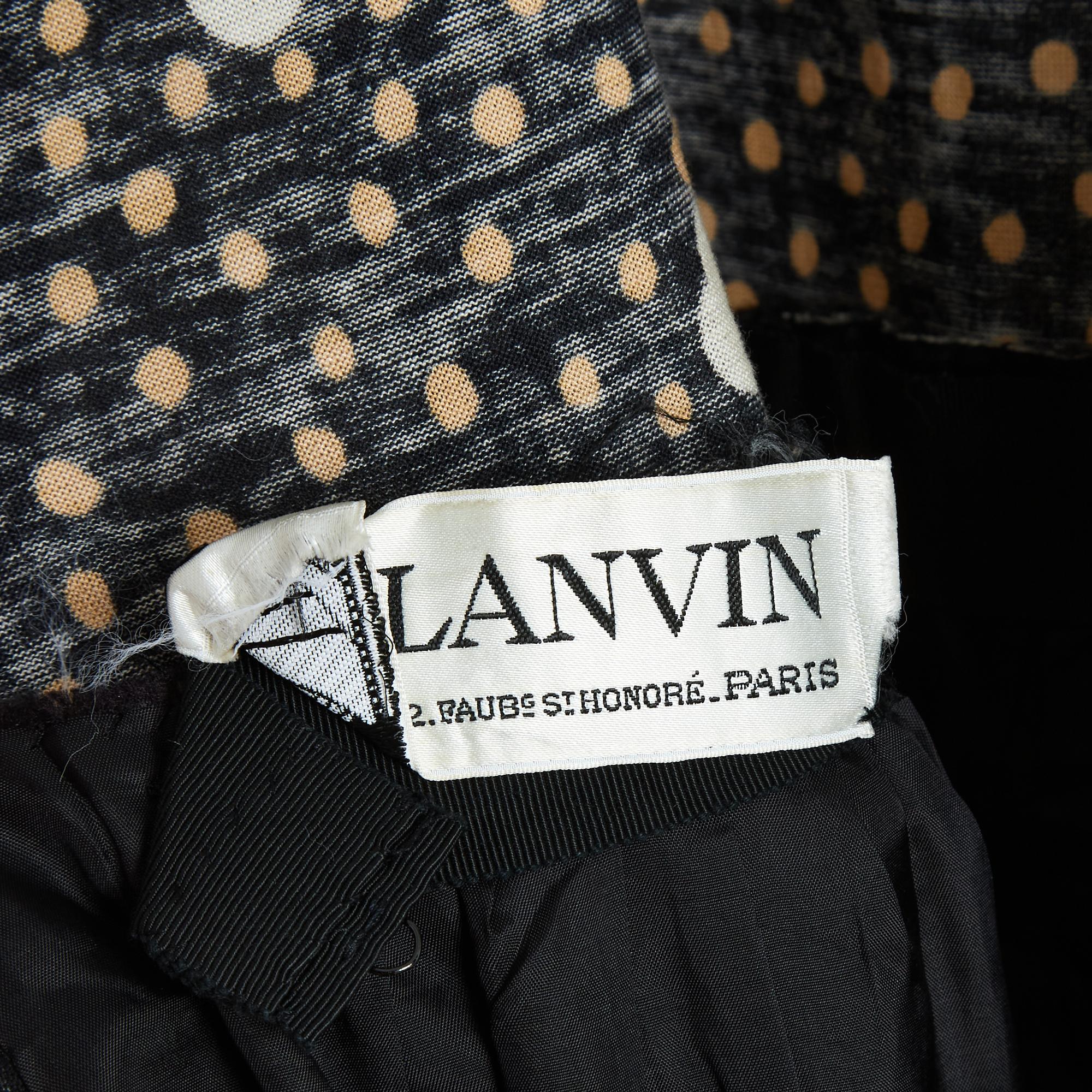 Lanvin 1972 Robe Maxi FR38 Black Cotton Jersey Canvas Mushrooms UK10 US8 For Sale 1