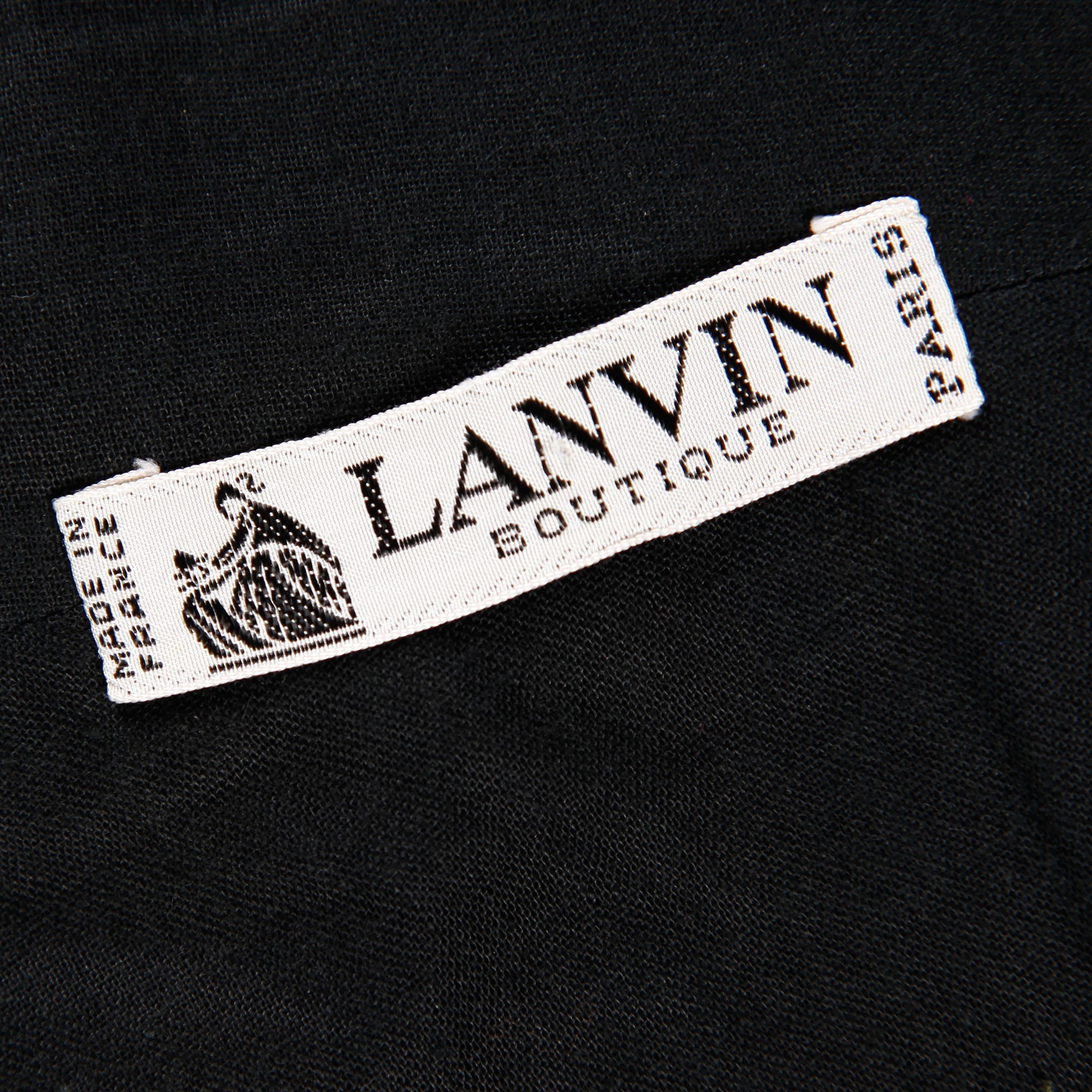 Lanvin - Petite robe noire vintage sans bretelles avec péplum, années 1980 Excellent état - En vente à Sparks, NV