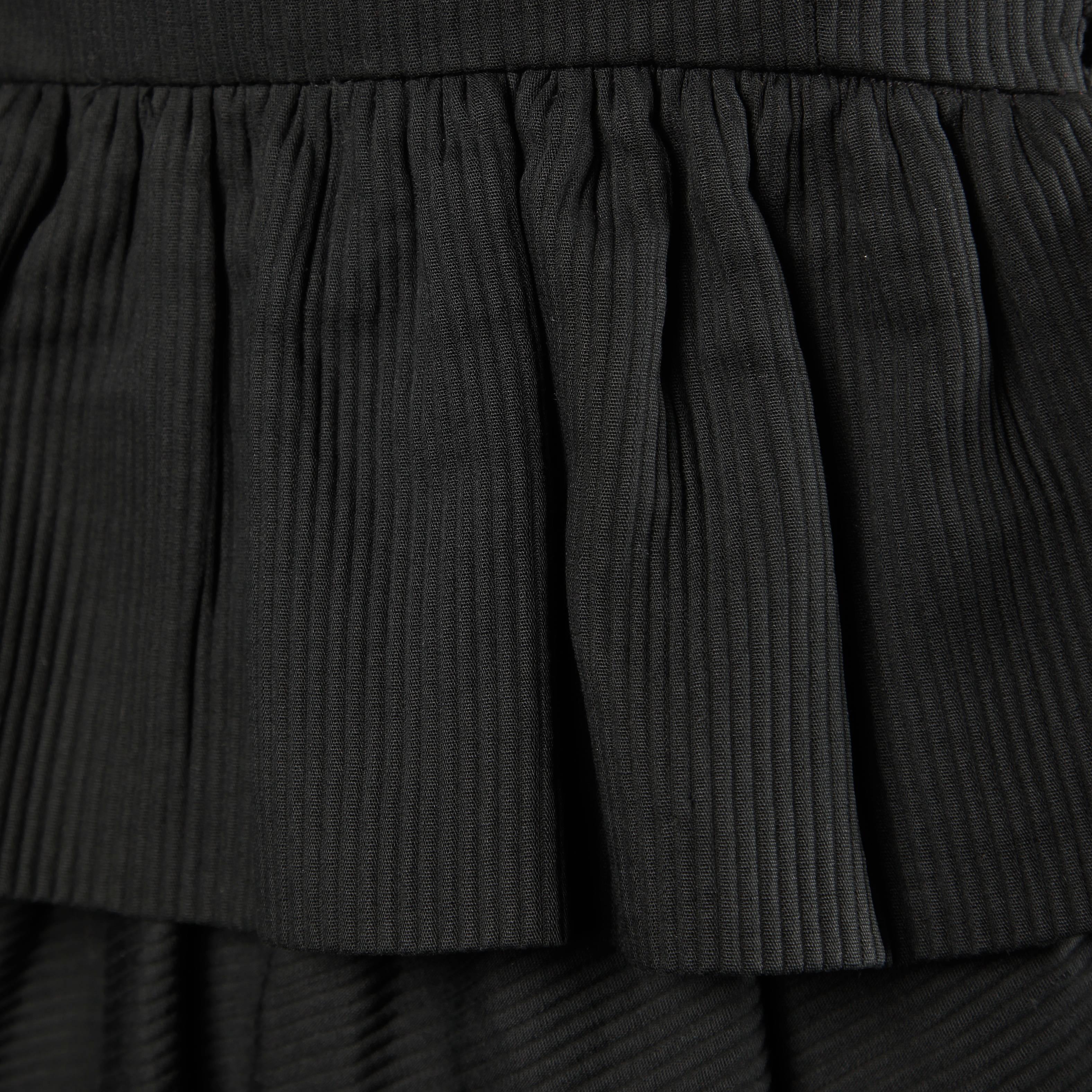 Lanvin - Petite robe noire vintage sans bretelles avec péplum, années 1980 en vente 1